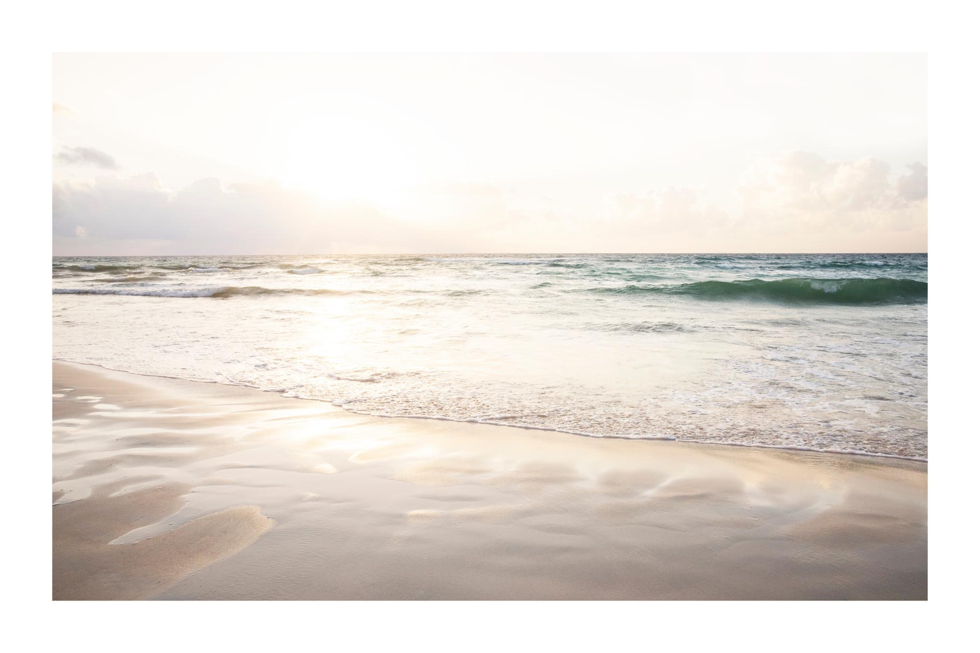 Tableau bois coucher de soleil sur la plage - 120 x 80 cm