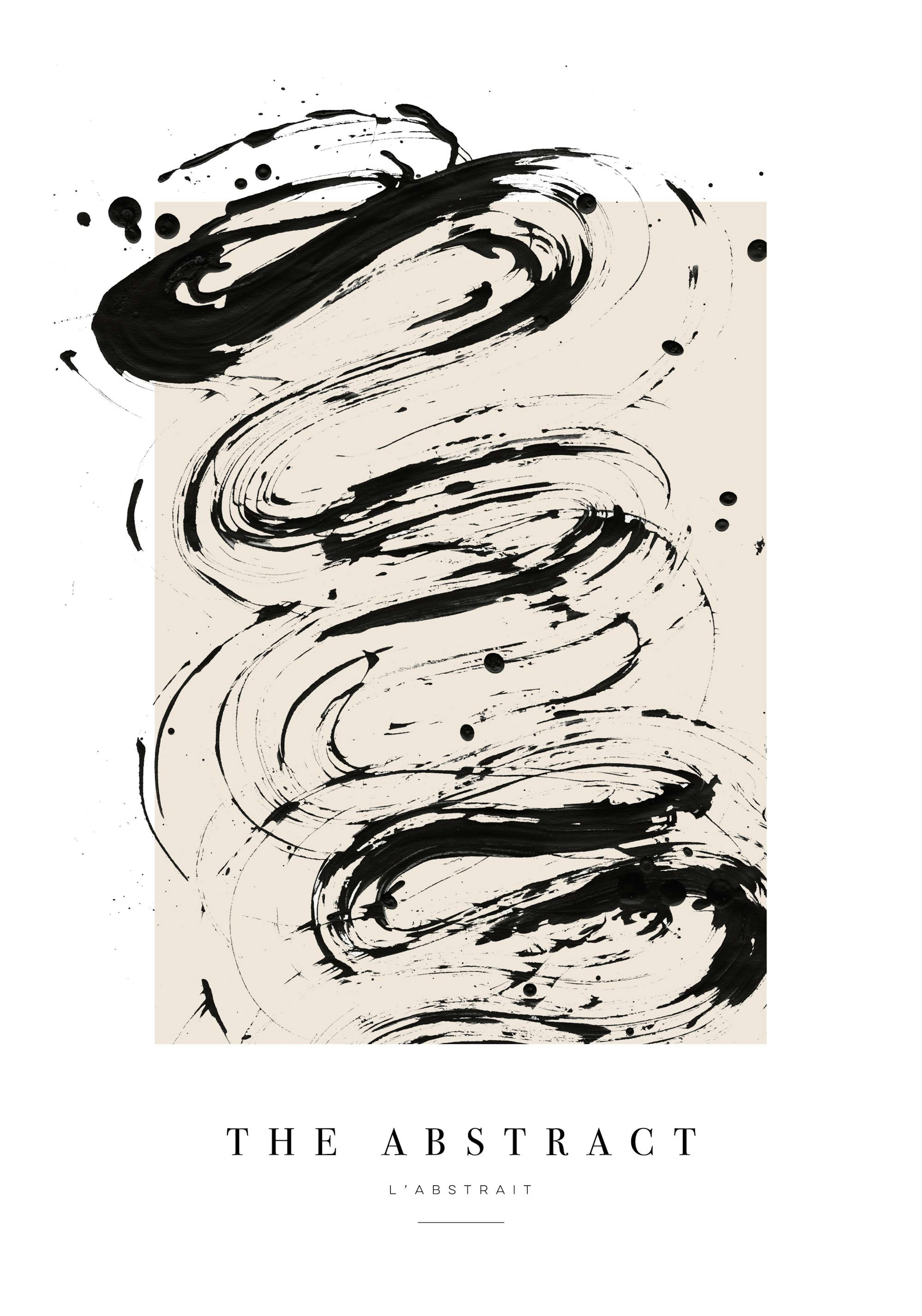 Affiche abstraite noire et beige avec éclaboussures de peinture et typographie The Abstract