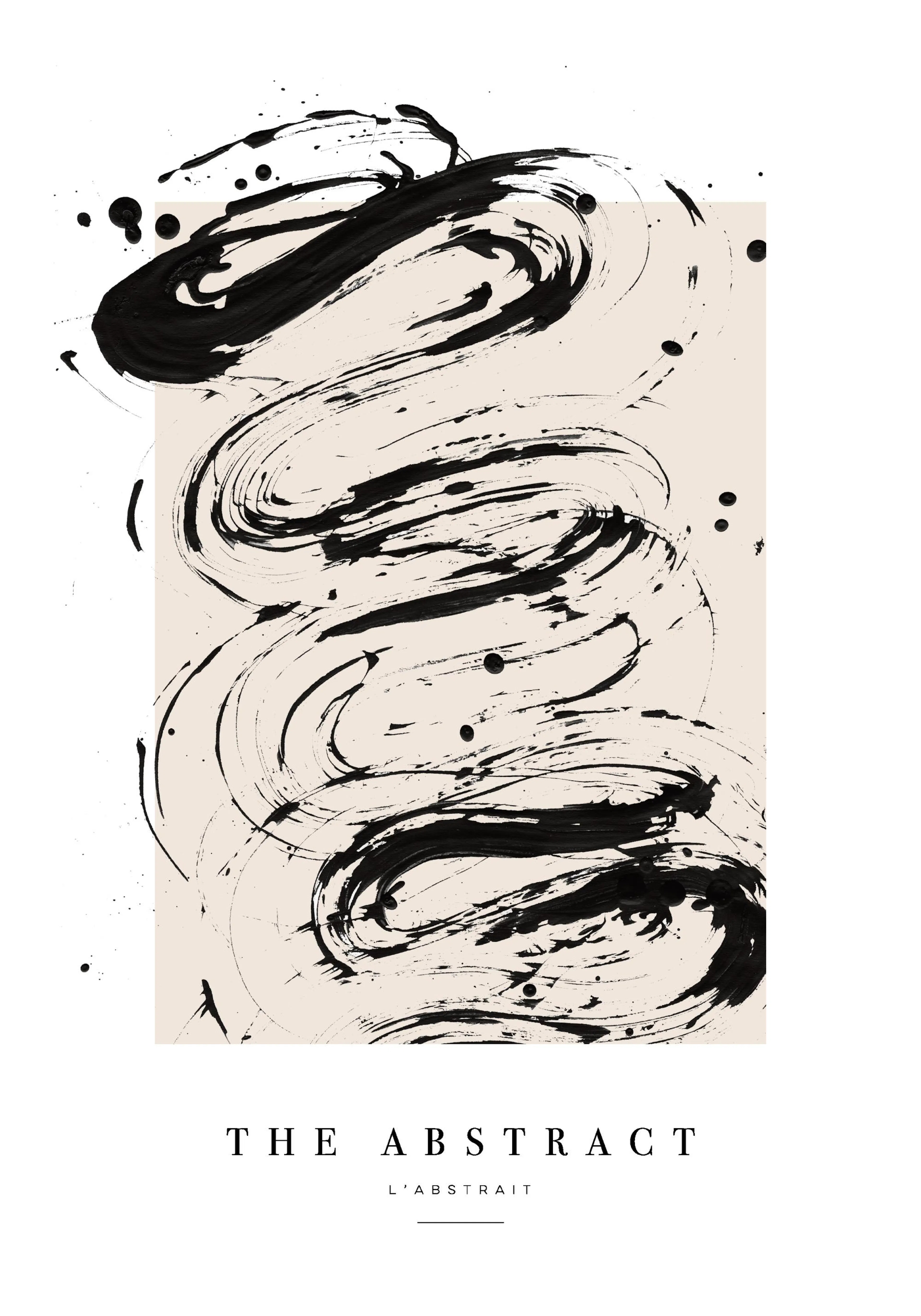 Abstrakte schwarze Farbspritzer auf beigem Hintergrund, Poster The Abstract LAbstrait.