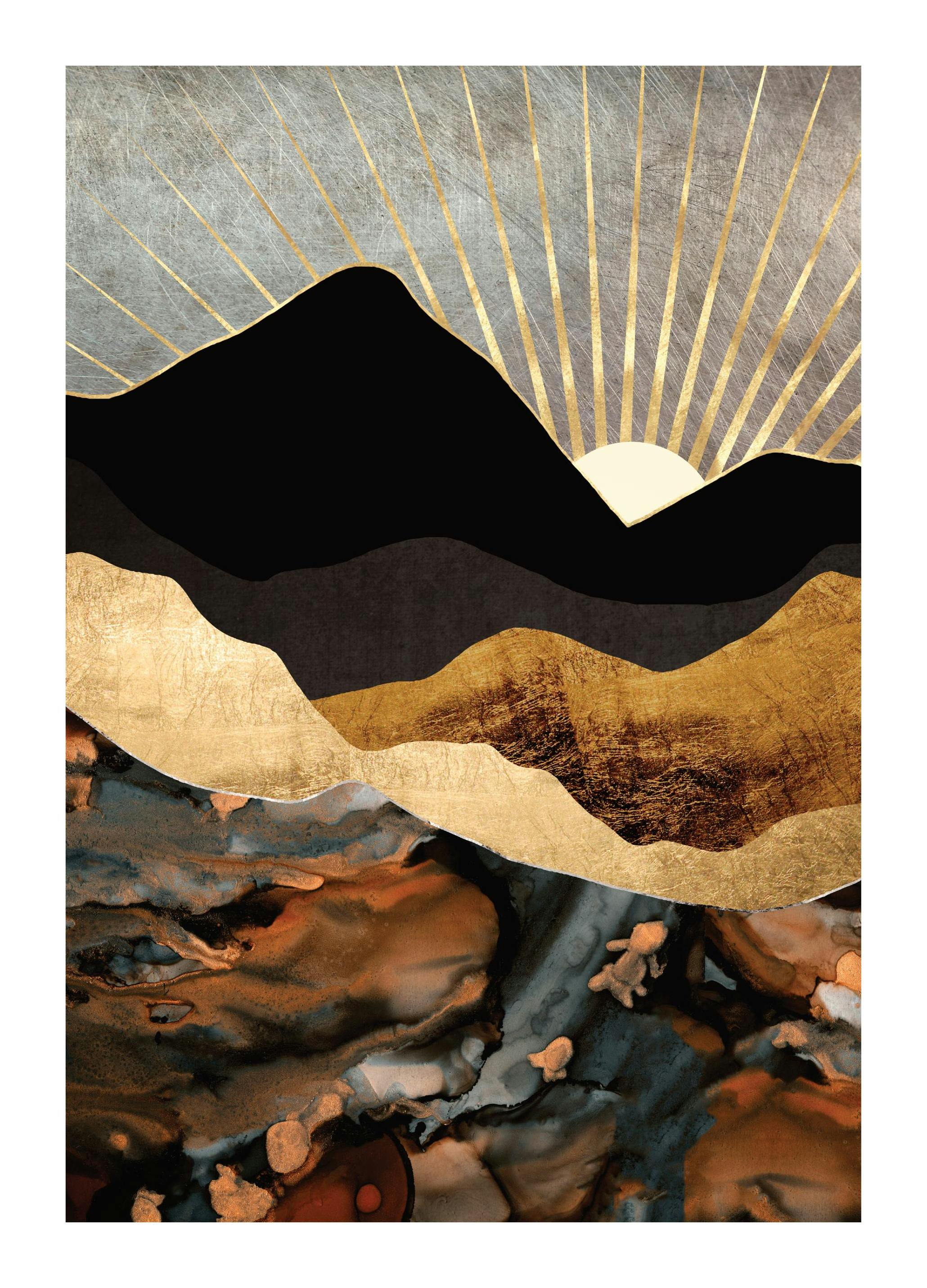 SpaceFrog Designs - Copper And Gold Mountains (50x70 cm)