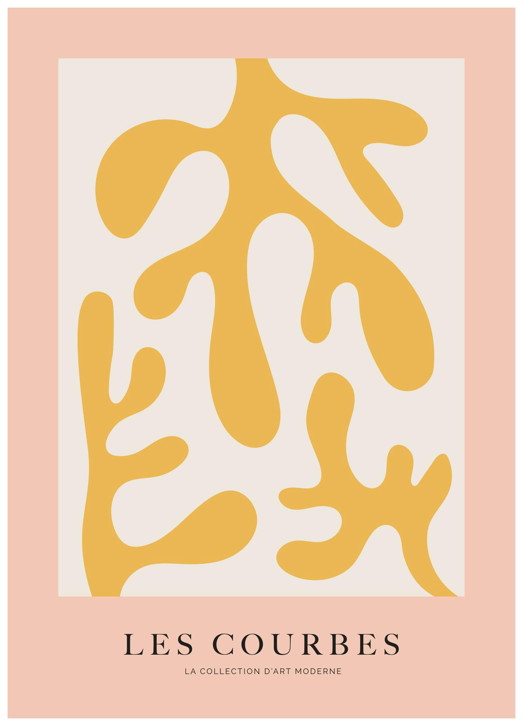 Les Courbes Jaune Poster (50x70 cm)- Arte abstrata