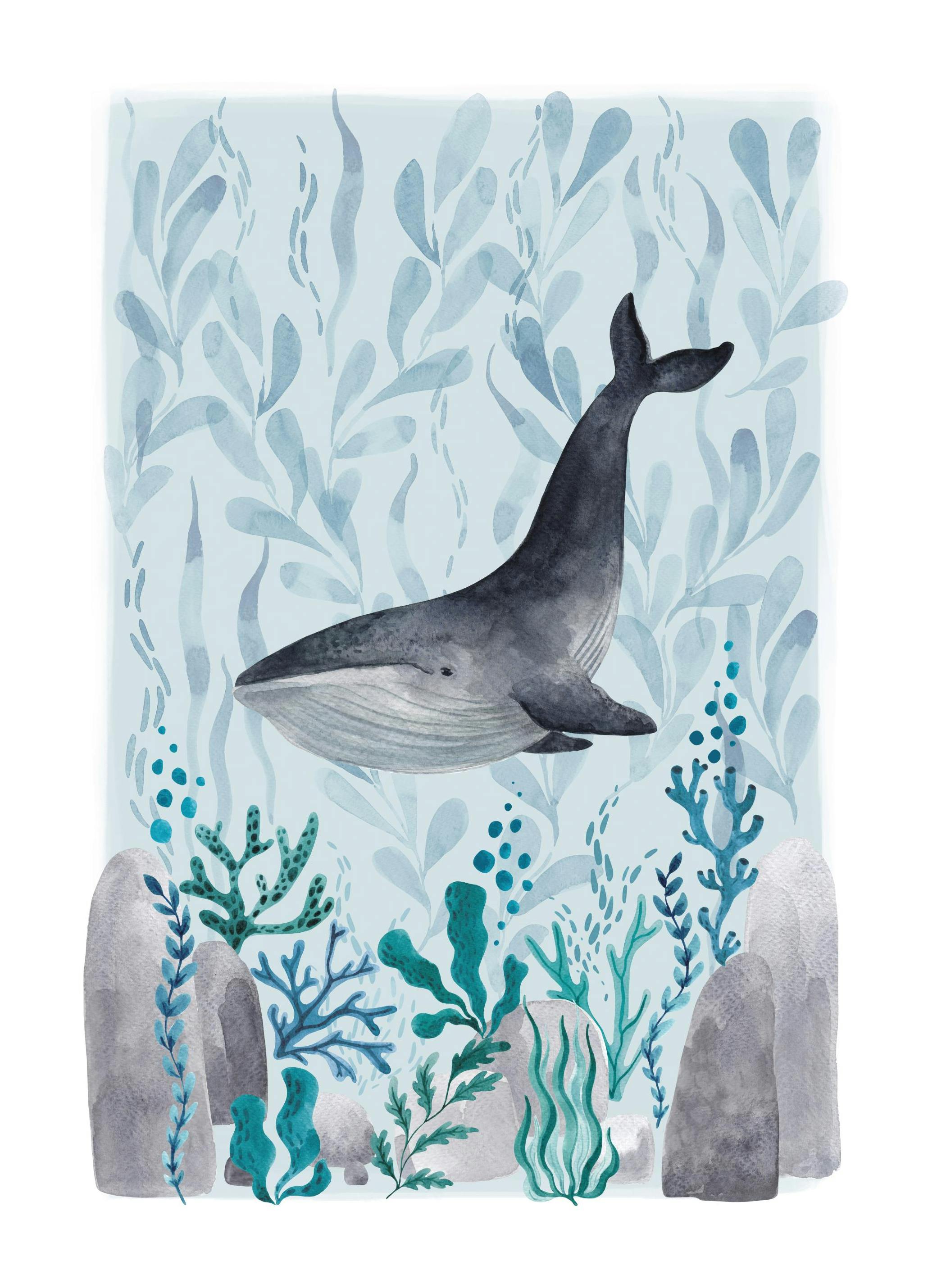 Ocean Whale Plakat (50x70 cm) - Plakater > Kunstplakater