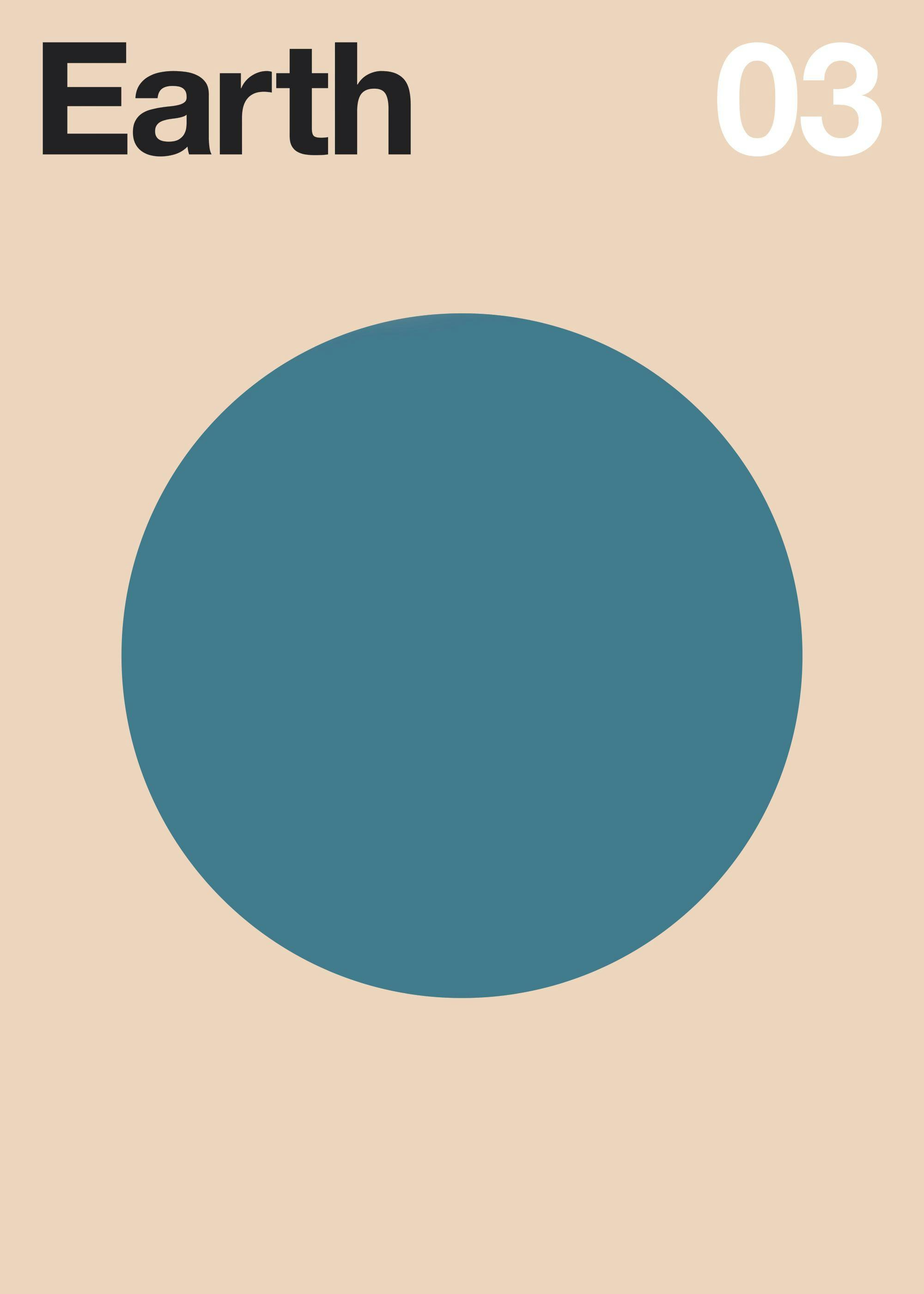 Florent Bodart Earth 03 poster, graphic art of blue circle on beige background