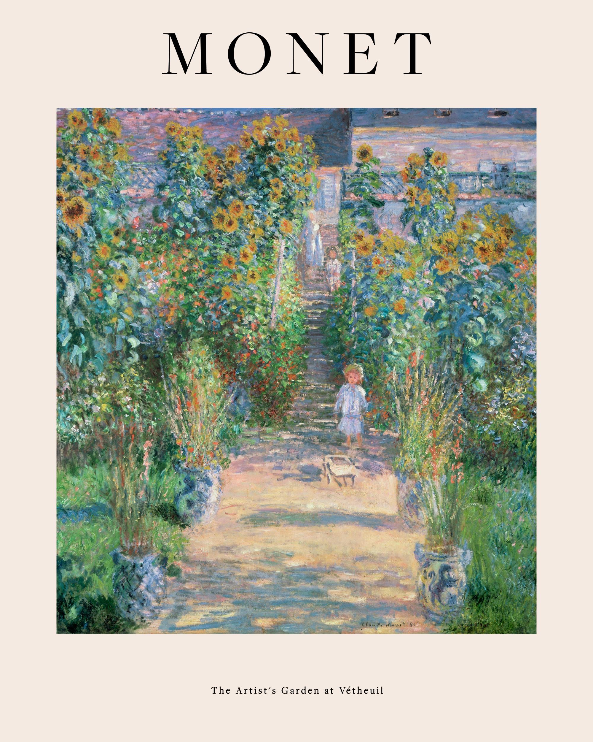Monet - The Artist's Garden at Vétheuil Poster - Sunflower pathway