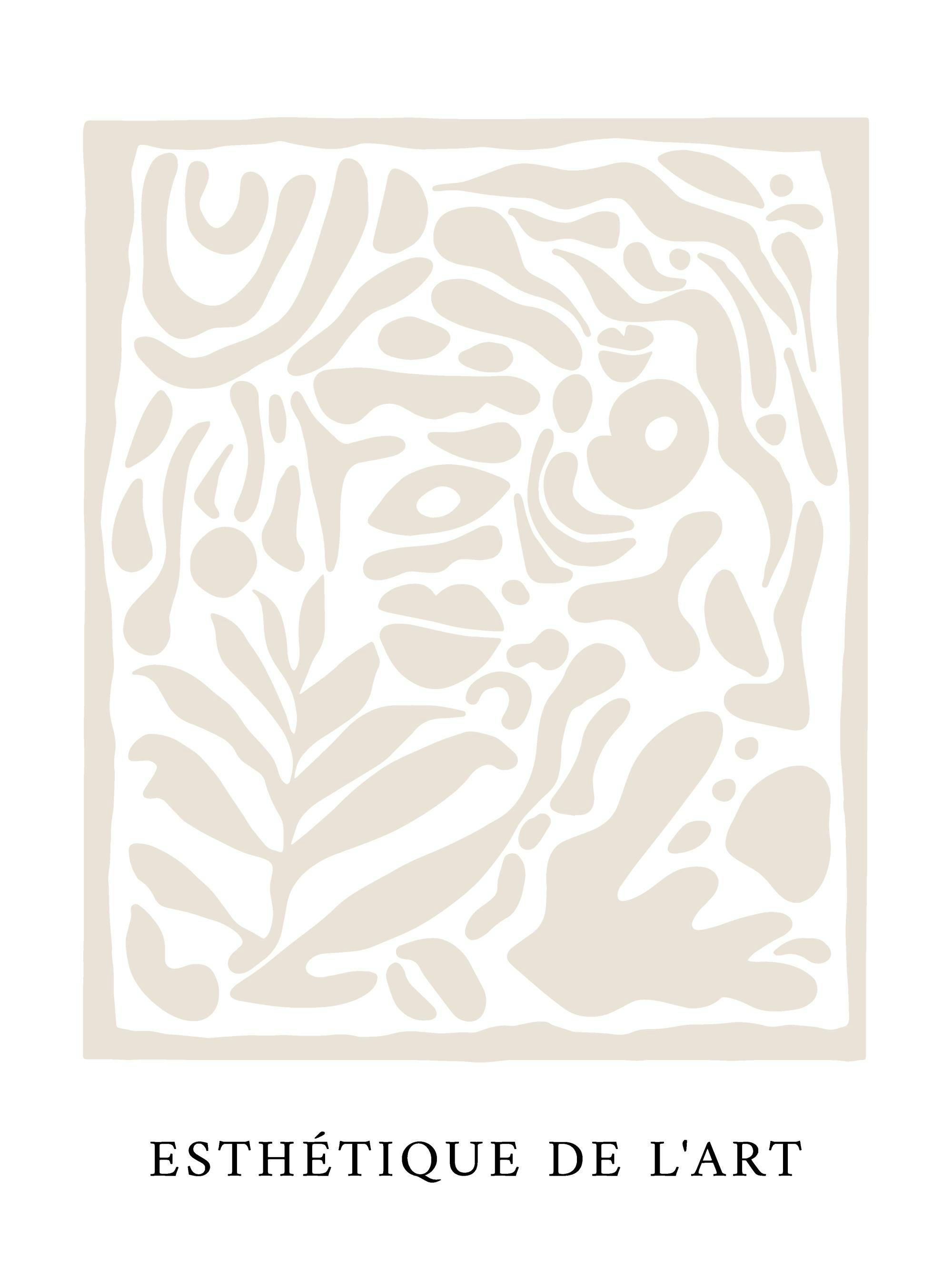 Póster Esthétique de Lart, arte escandinavo beige con formas abstractas orgánicas y naturales.