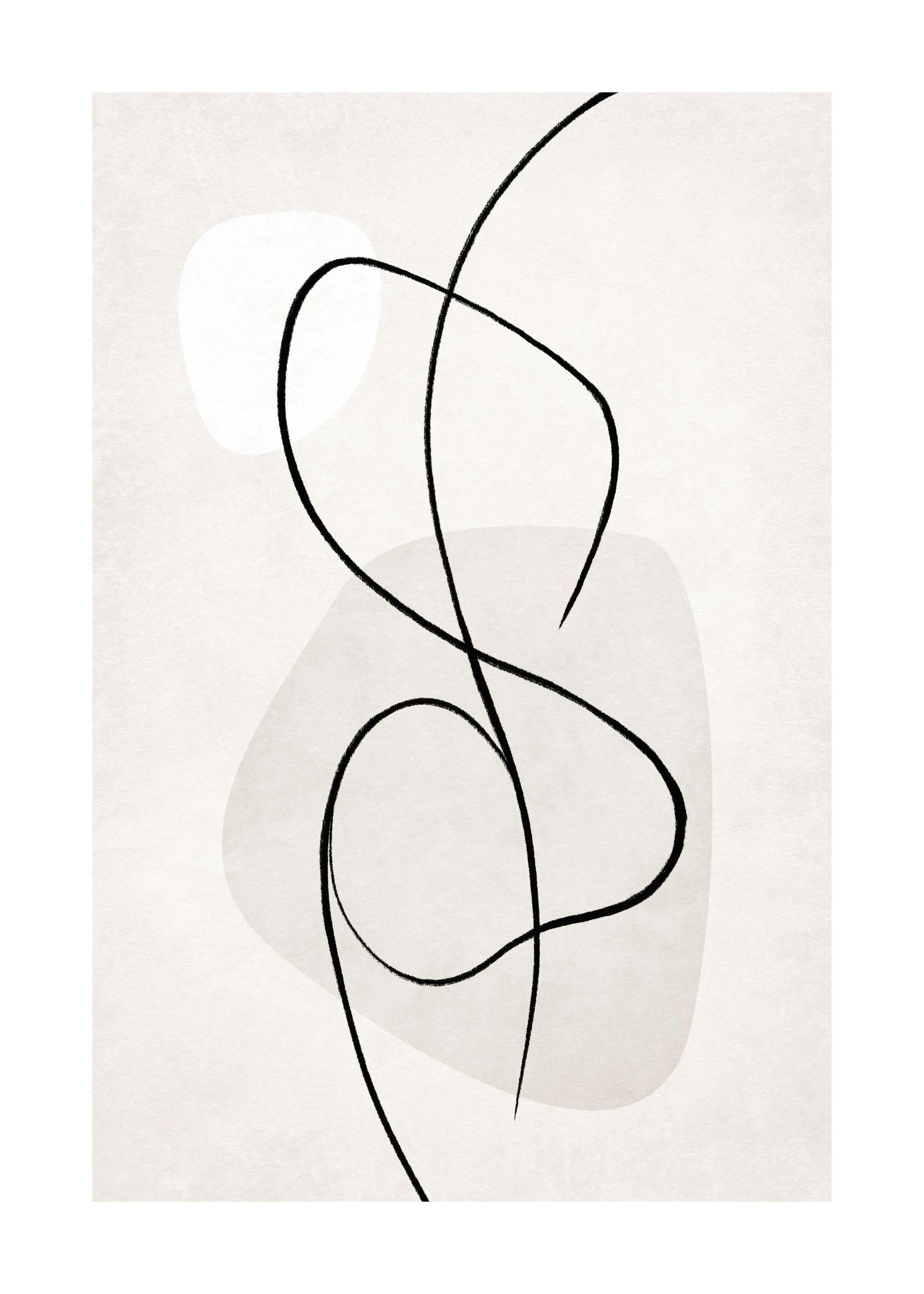 Abstract black line art body illustration on a light grey background, a modern print poster.