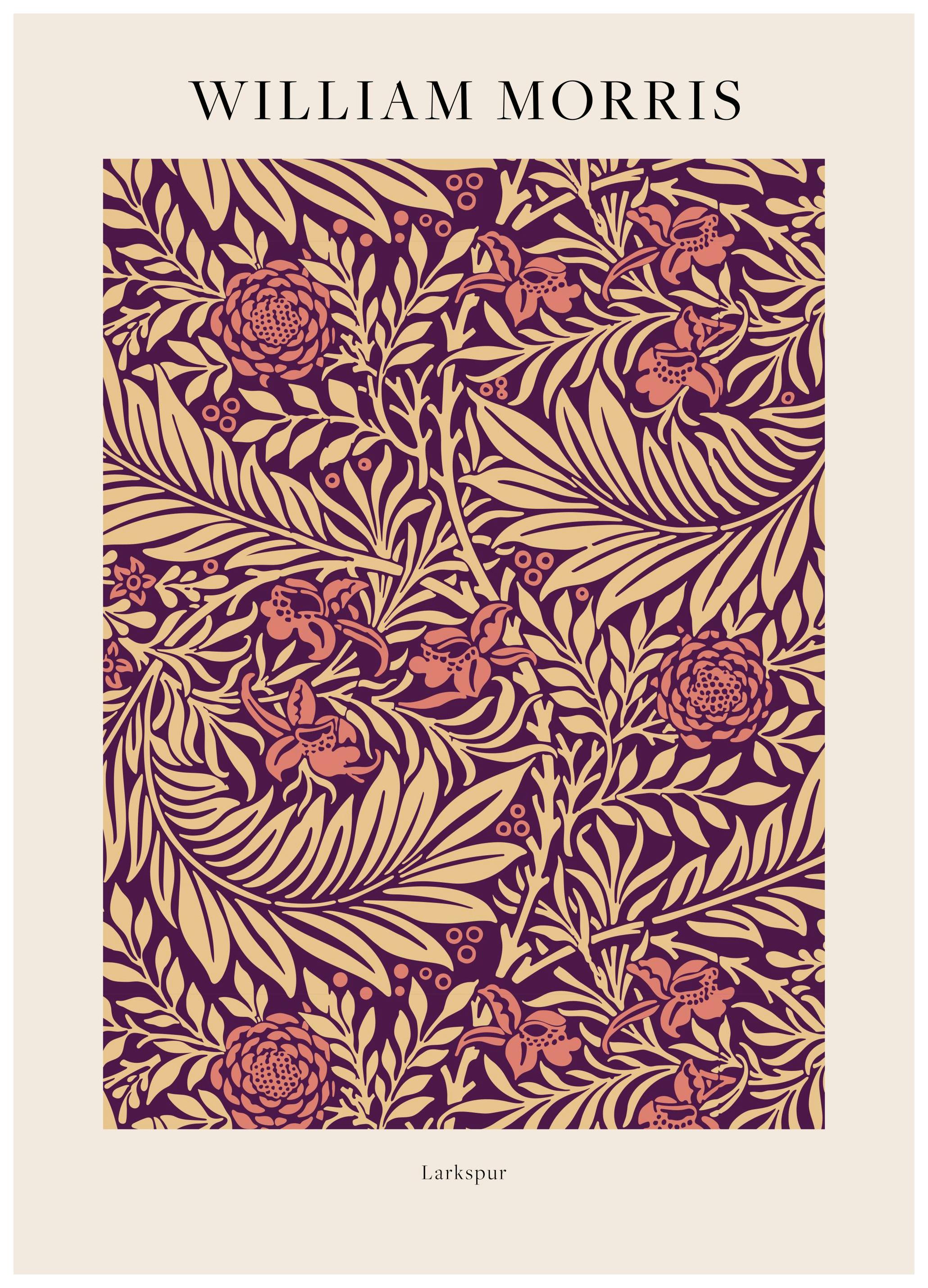 William Morris - Larkspur No2 Plakat (50x70 cm) - Plakater > Malerier fra kjente kunstnere > William Morris Plakat