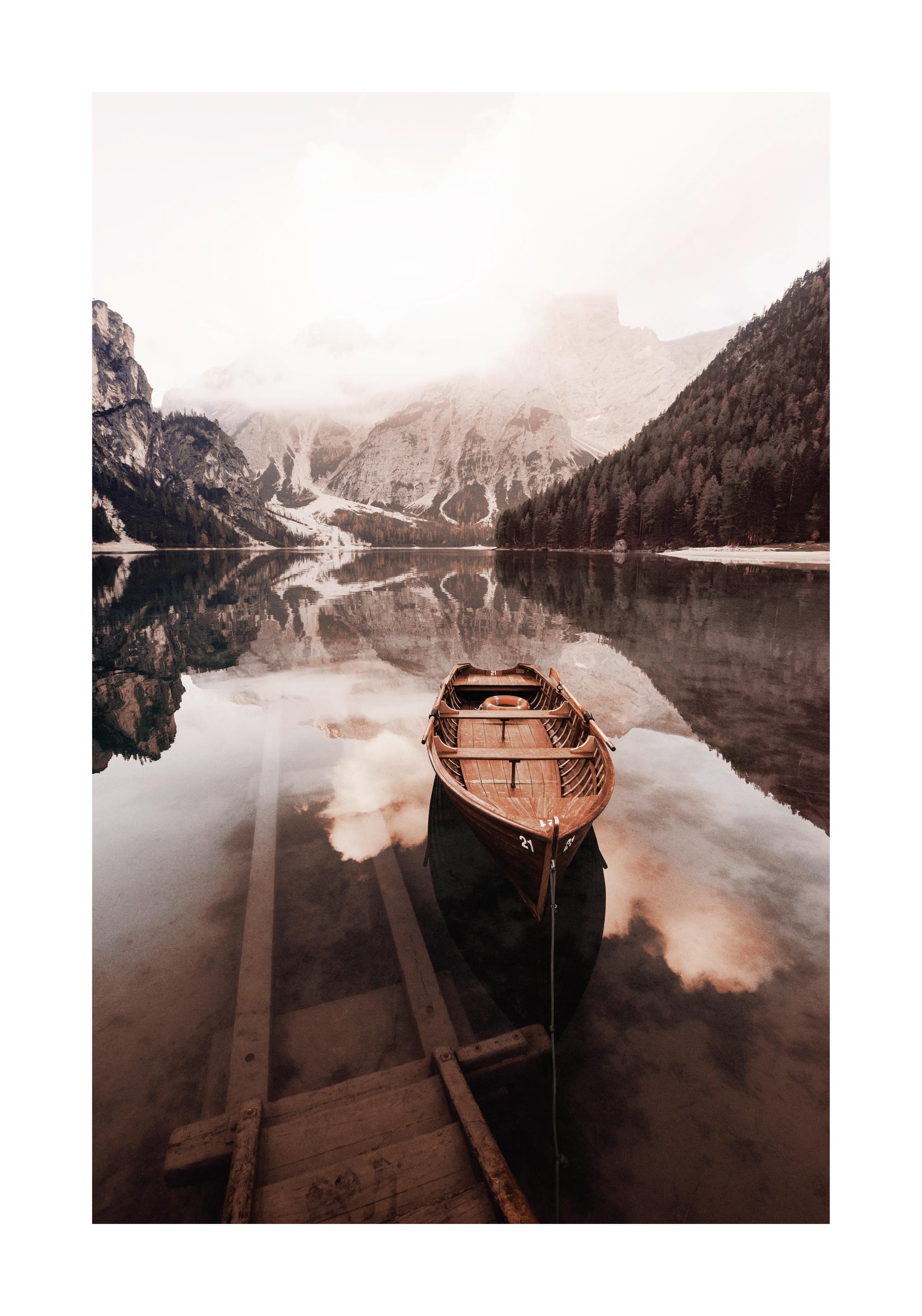 FOCCAR Abstract Lake Landscape Canvas Prints Wall Art Moon