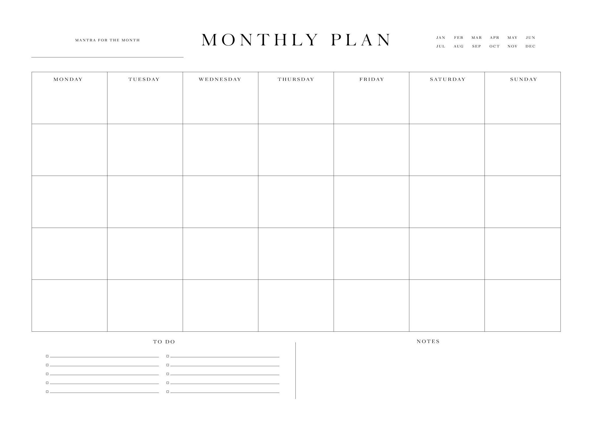 Väggkalender Monthly Planner Poster (30x40 cm)