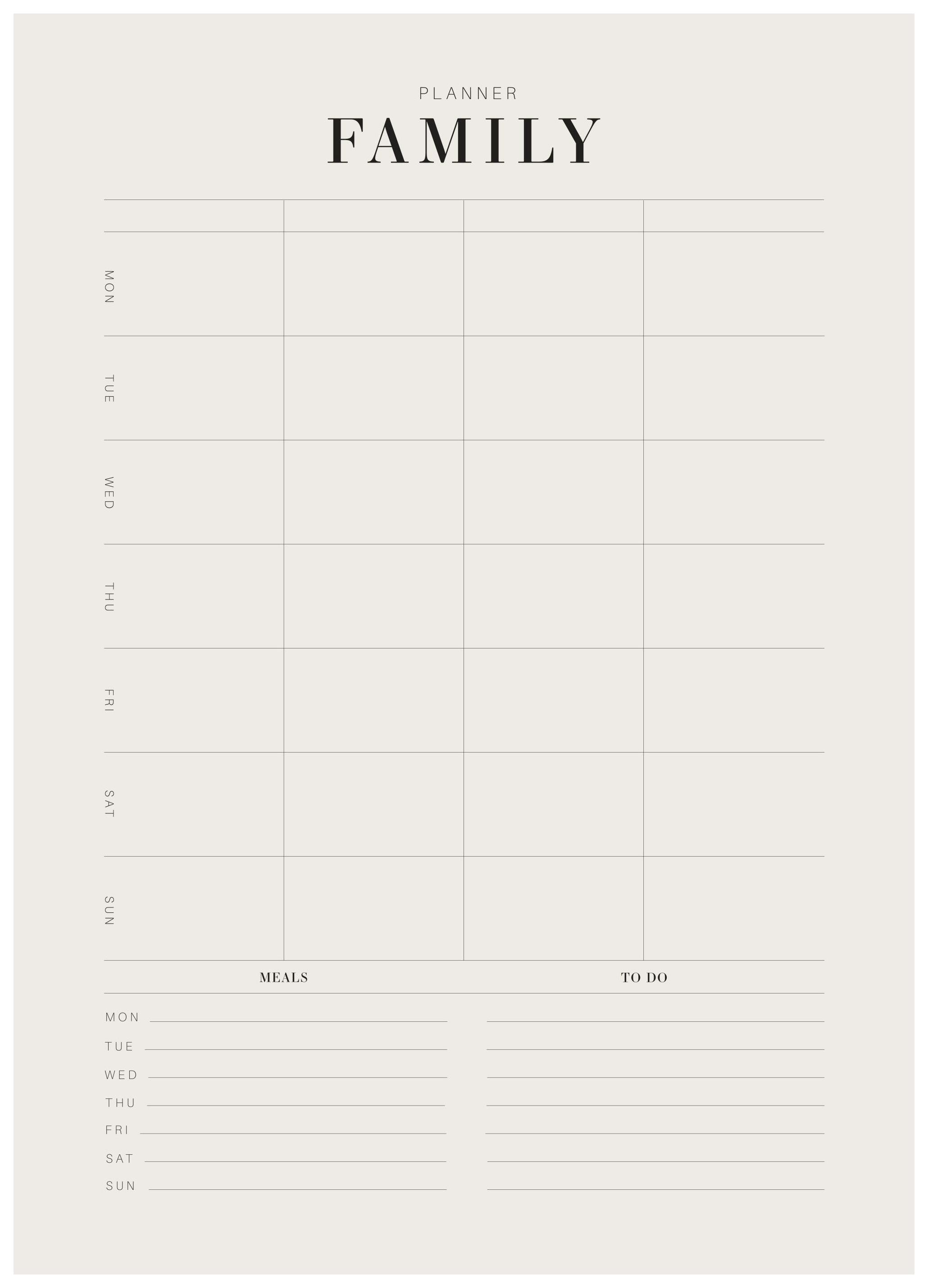 Väggkalender Weekly Family Planner Poster (50x70 cm)