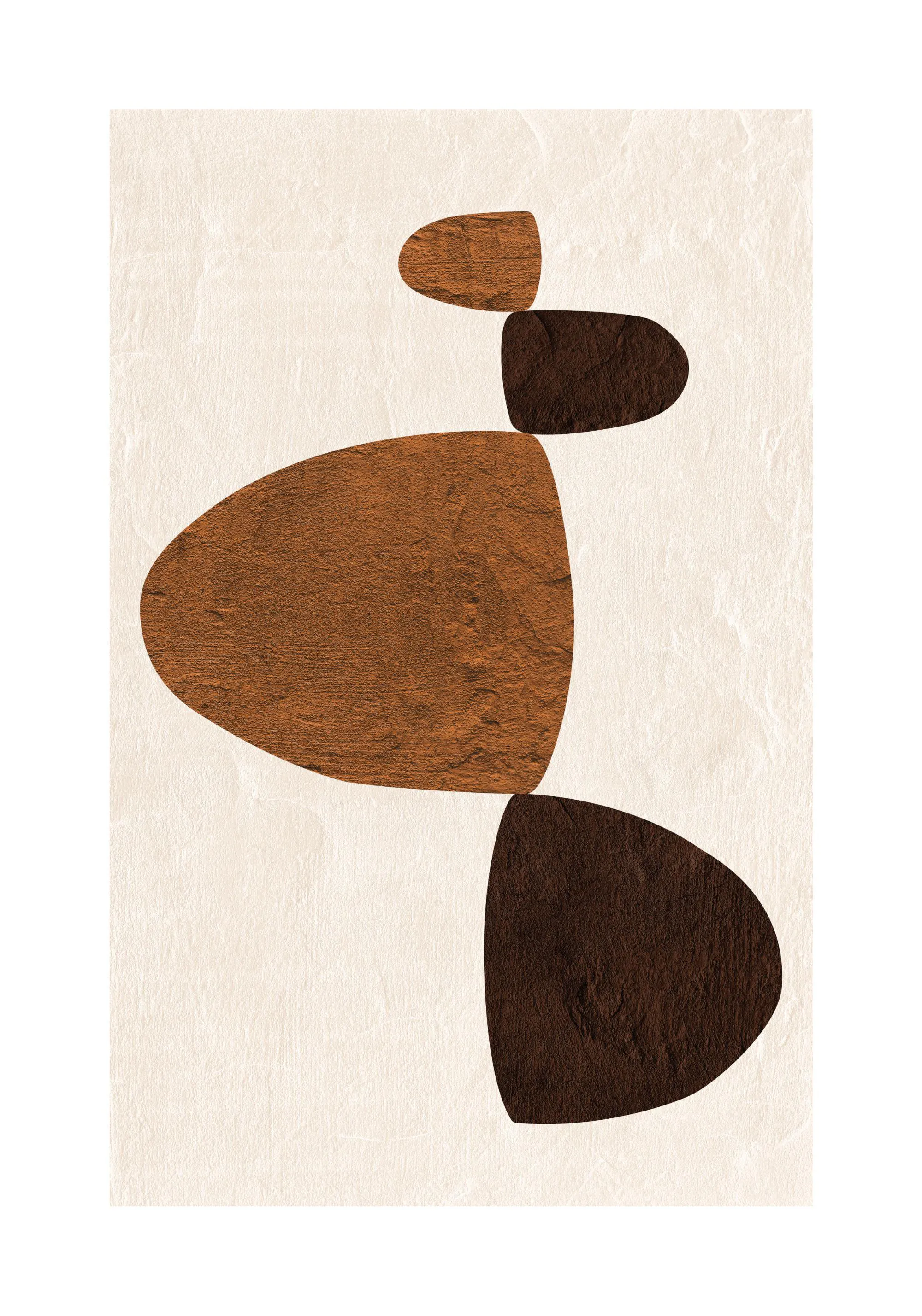 Affiche avec formes abstraites marron clair et foncé sur fond beige à texture irrégulière