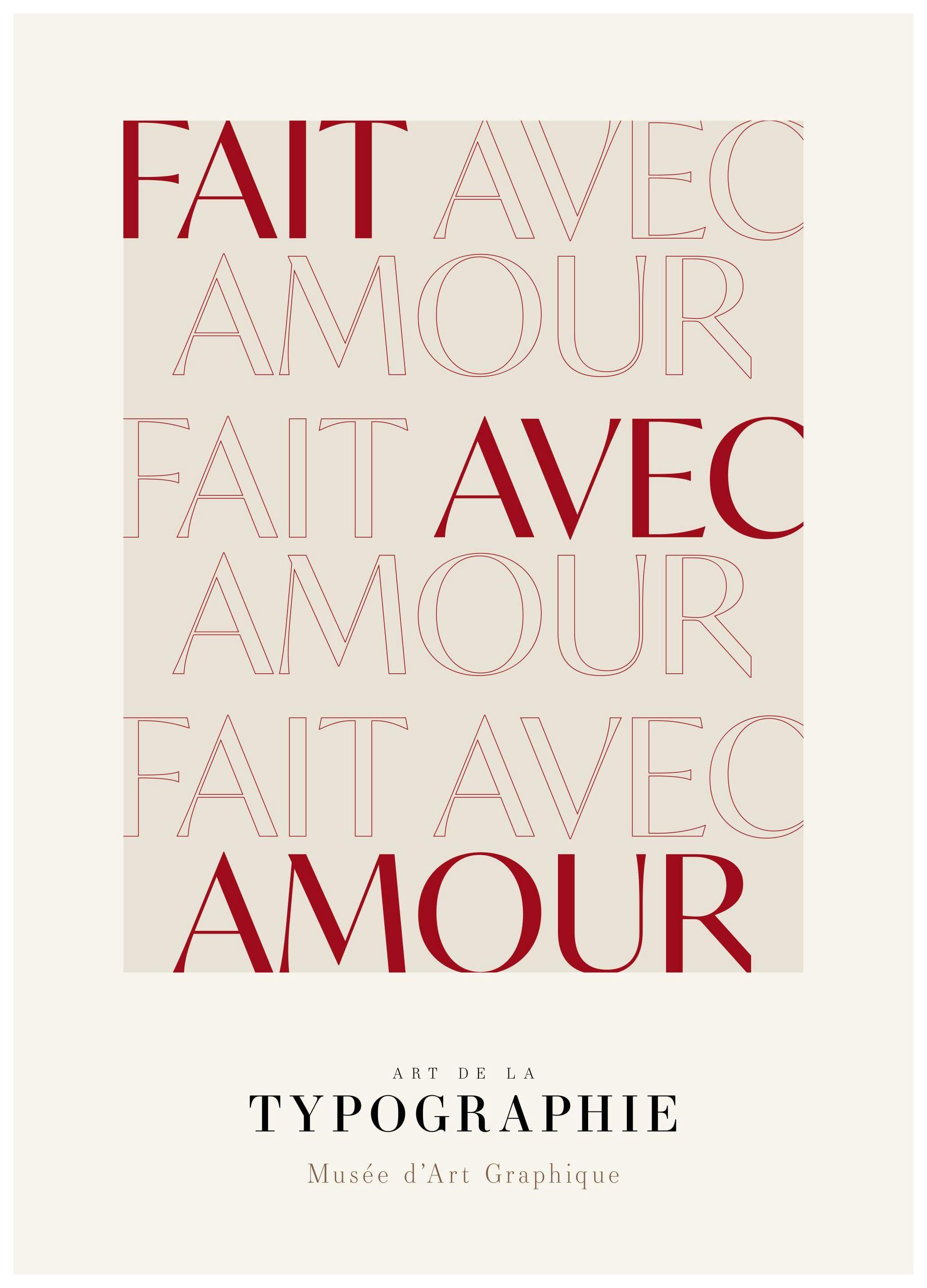 Fait Avec Amour Affiche (50x70 cm)