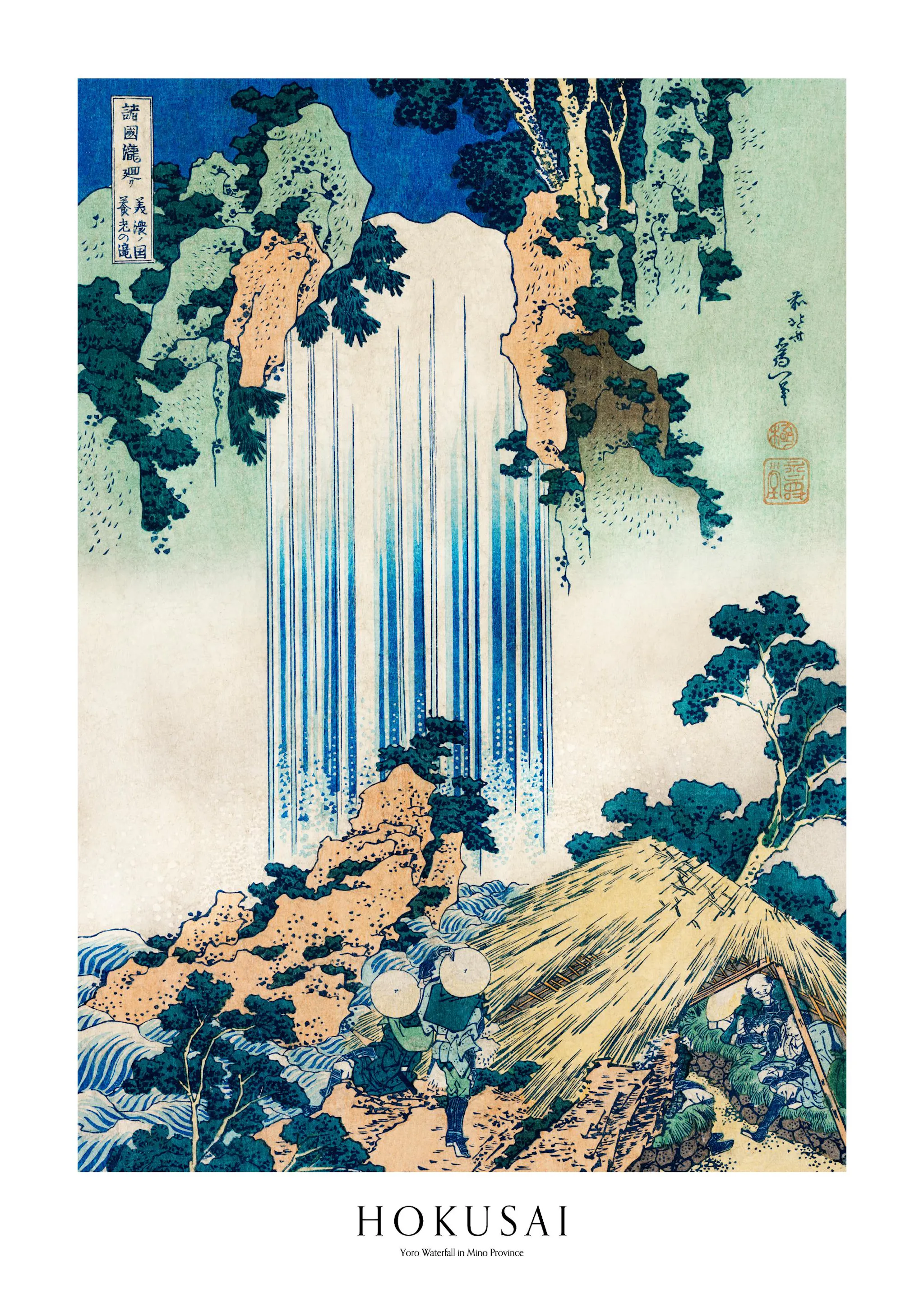Utagawa Kuniyoshi - Fuji no Yukei Poster - Blue and beige illustration ...