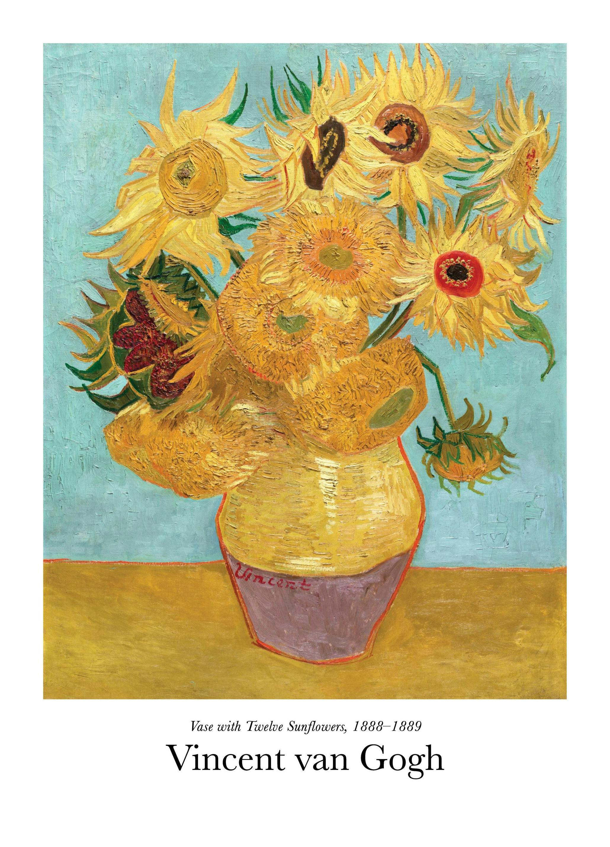 Van Gogh - Vase with Twelve Sunflowers Poster (30x40 cm) - Van Gogh Poster