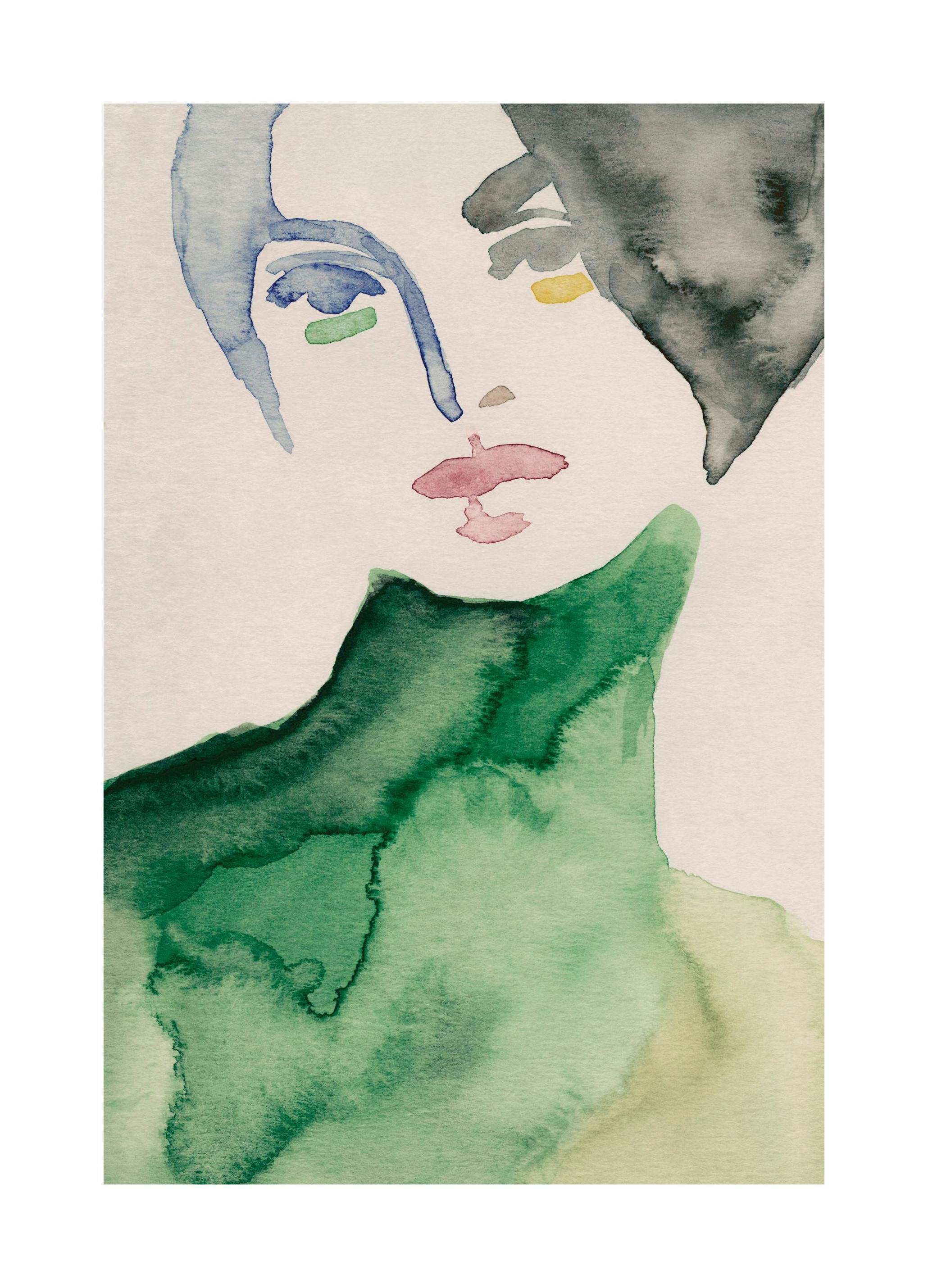 Lady in Green Plakat (50x70 cm)- Obrazy akwarelowe