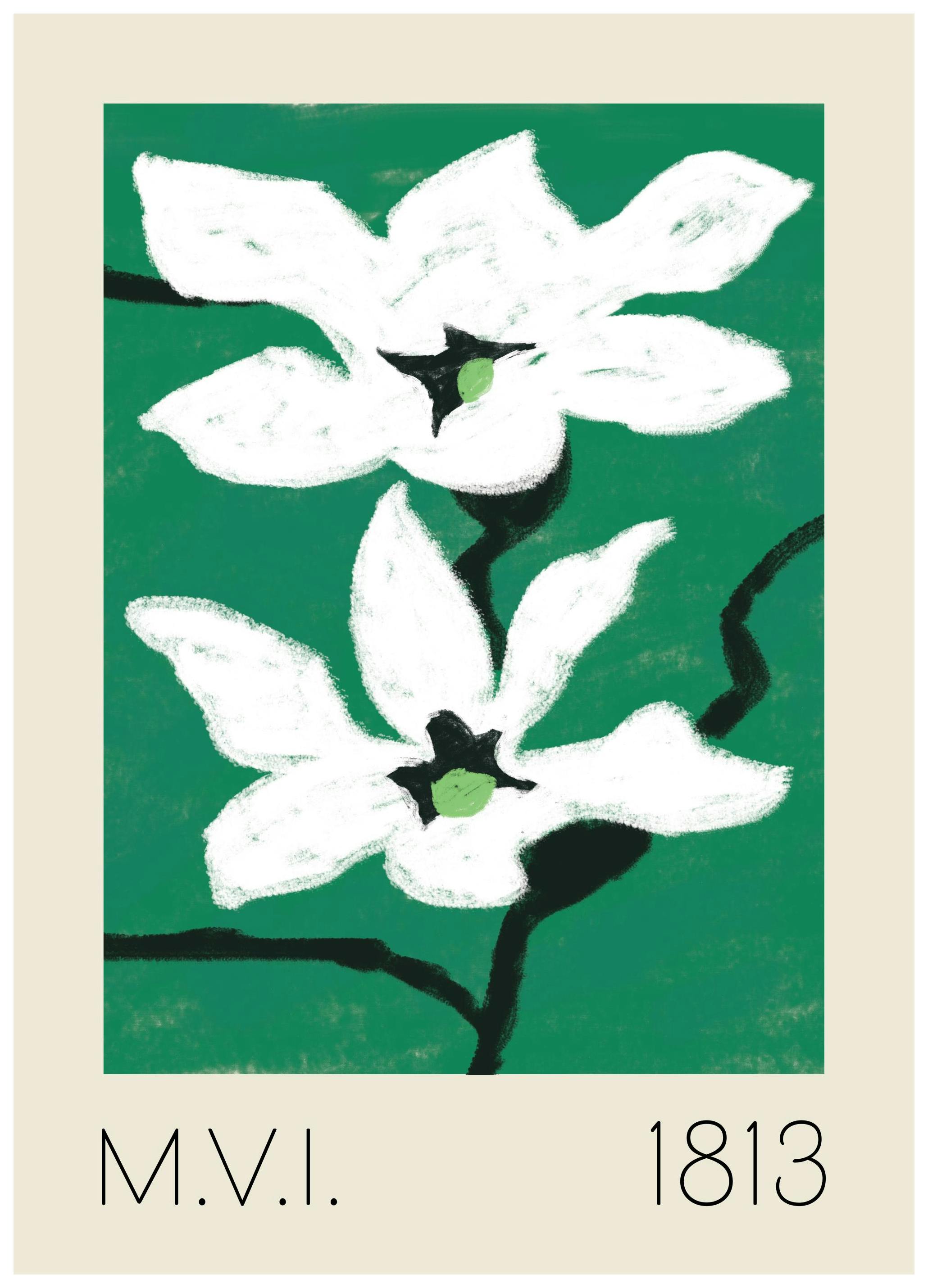 Prints - Green Floral No1 Print (30x40 cm) - Paintings