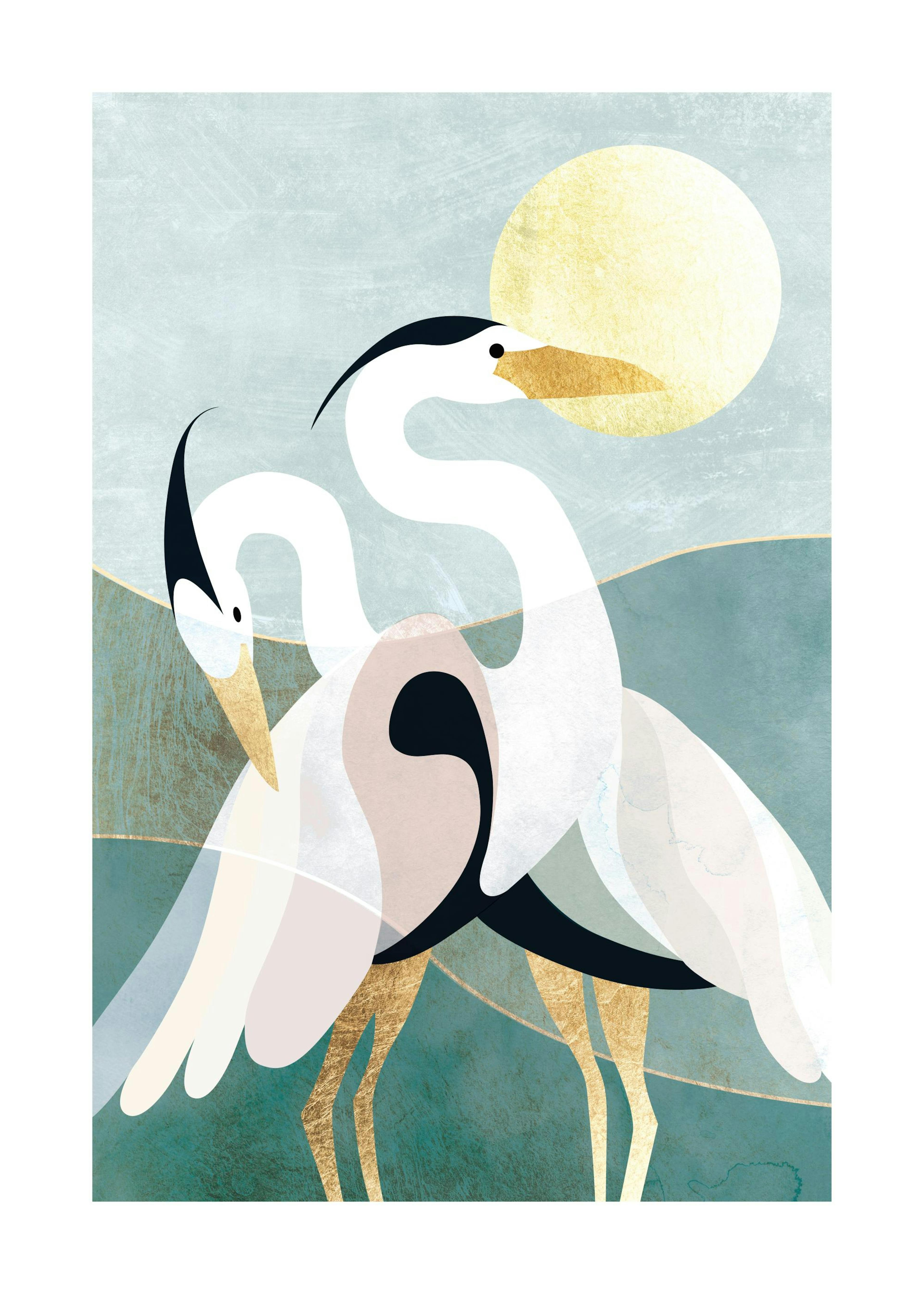 Graphic Herons Print 0