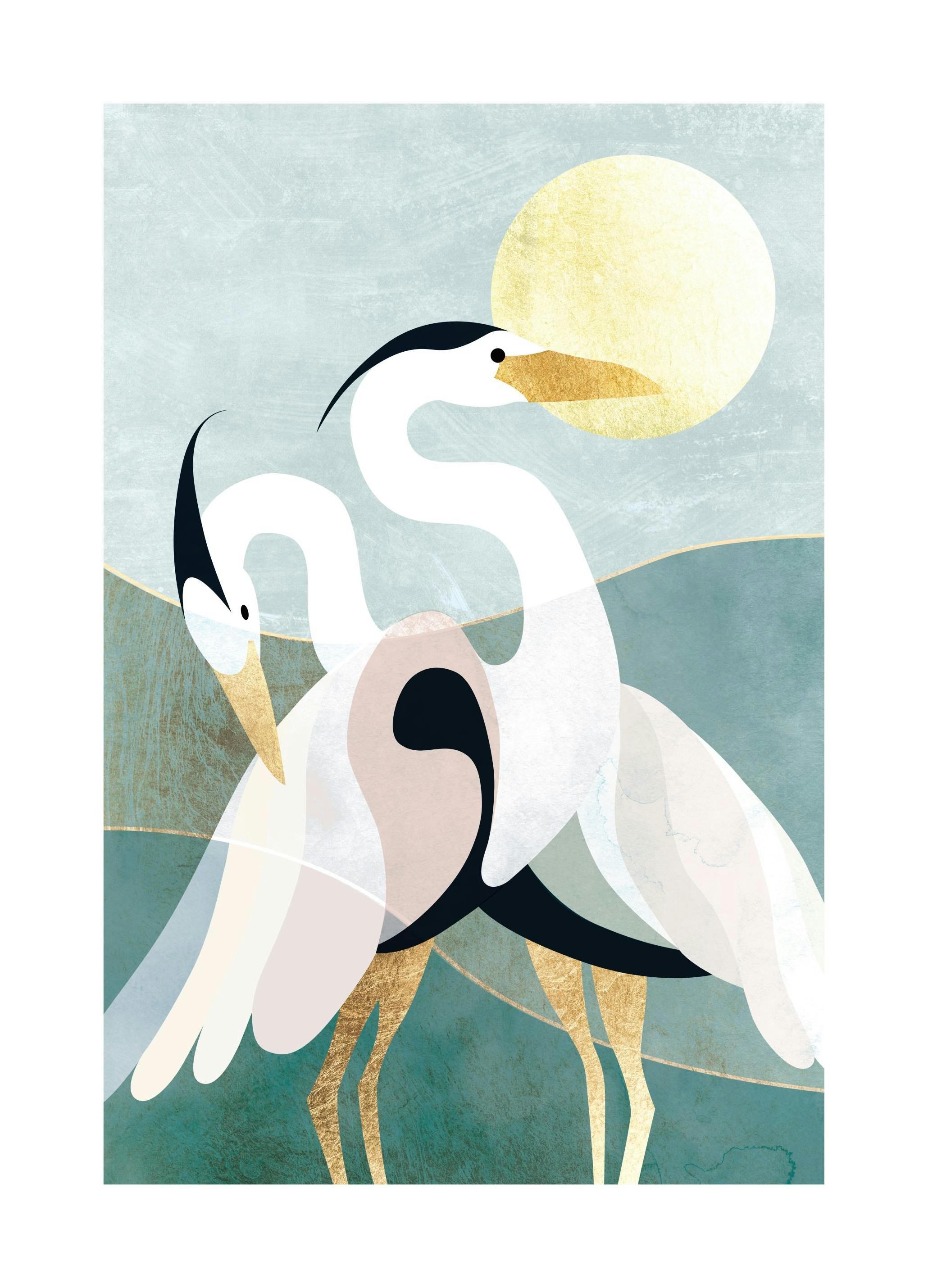 Graphic Herons Poster (30x40 cm)