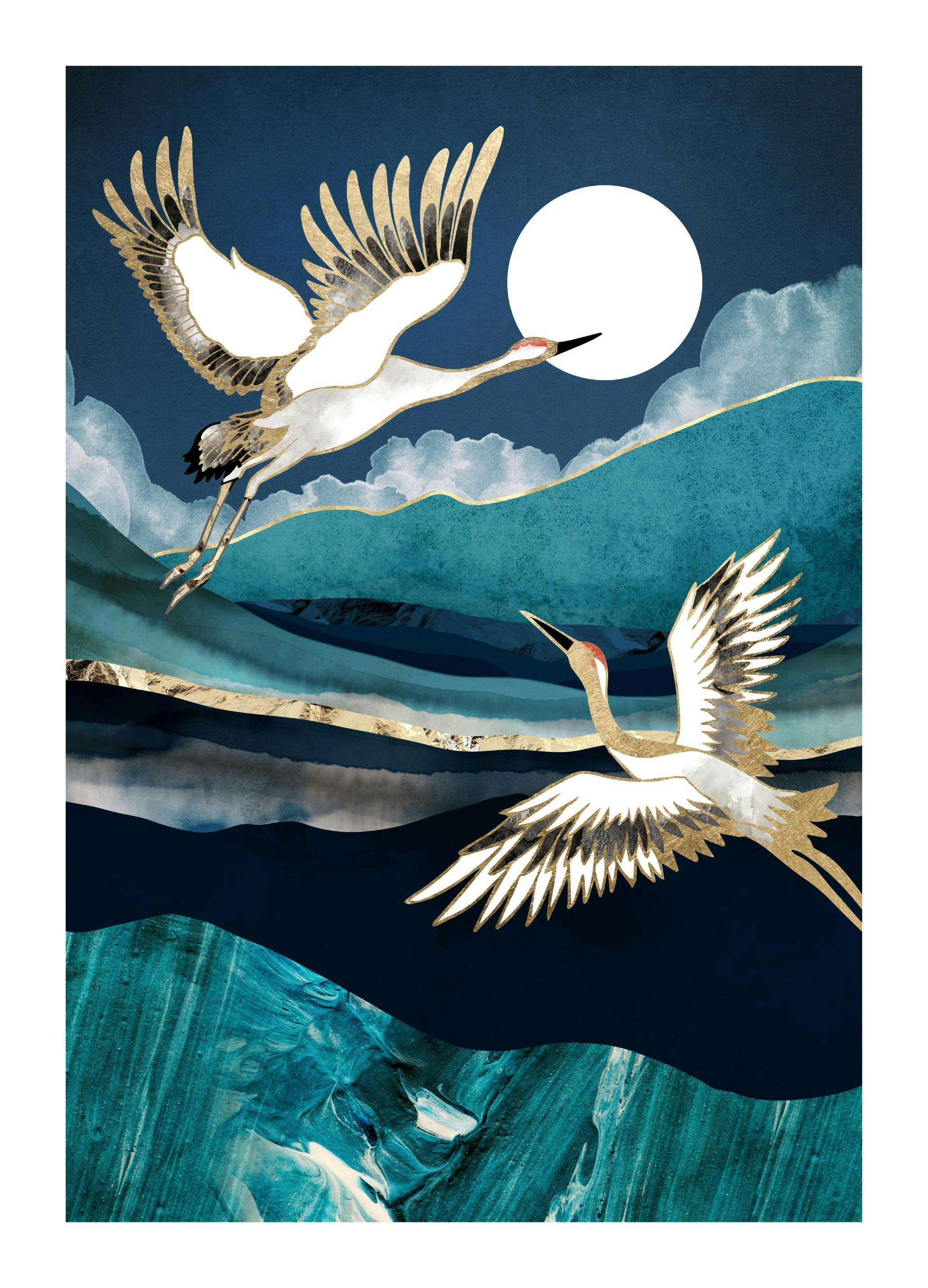 SpaceFrog Designs - Midnight Cranes (30x40 cm)