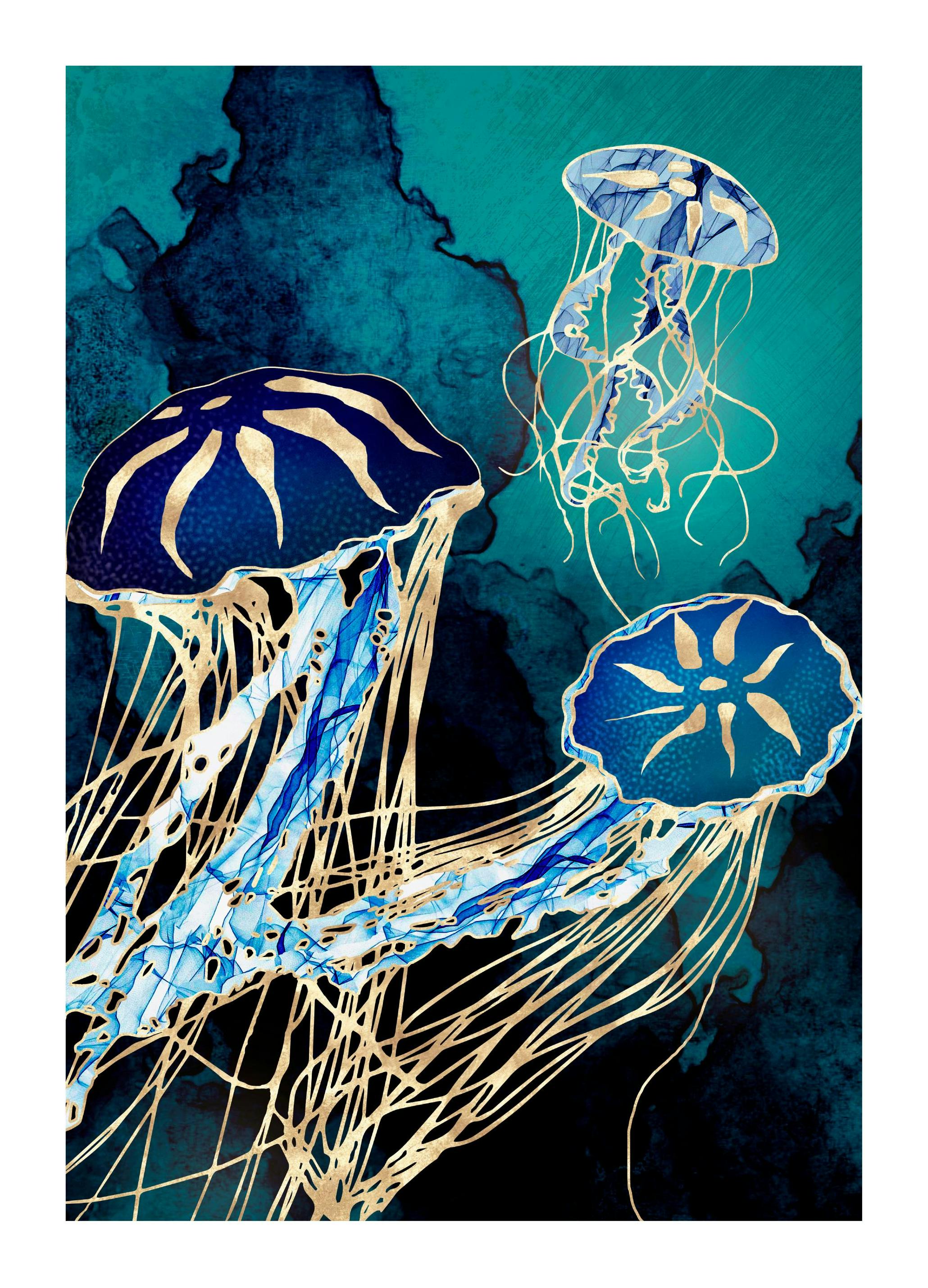 SpaceFrog Designs - Metallic Jellyfish III Print (30x40 cm)