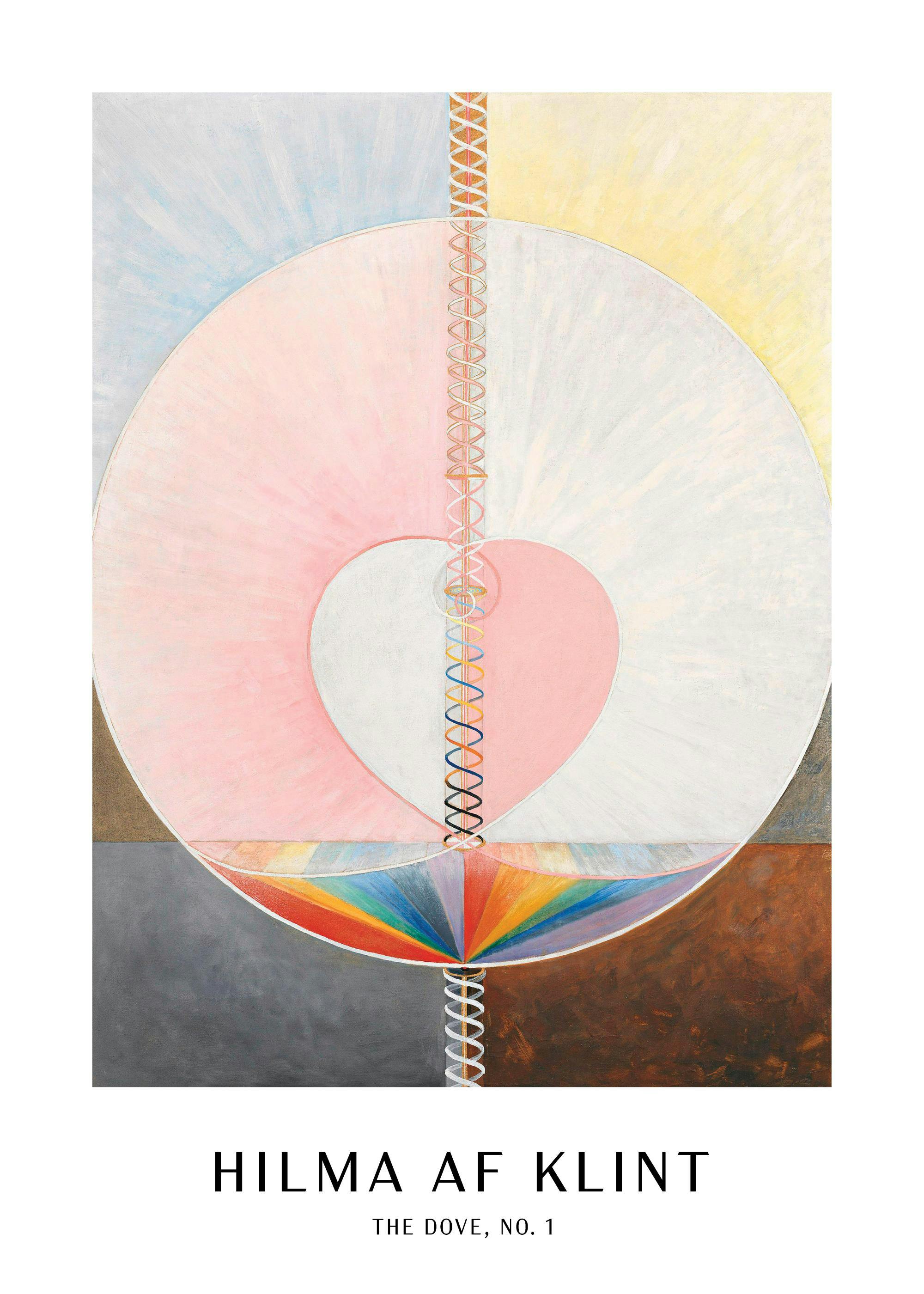 Αφηρημένη τέχνη Hilma af Klint, pastel αποχρώσεις, σπείρα, καρδιά, ουράνιο τόξο, poster
