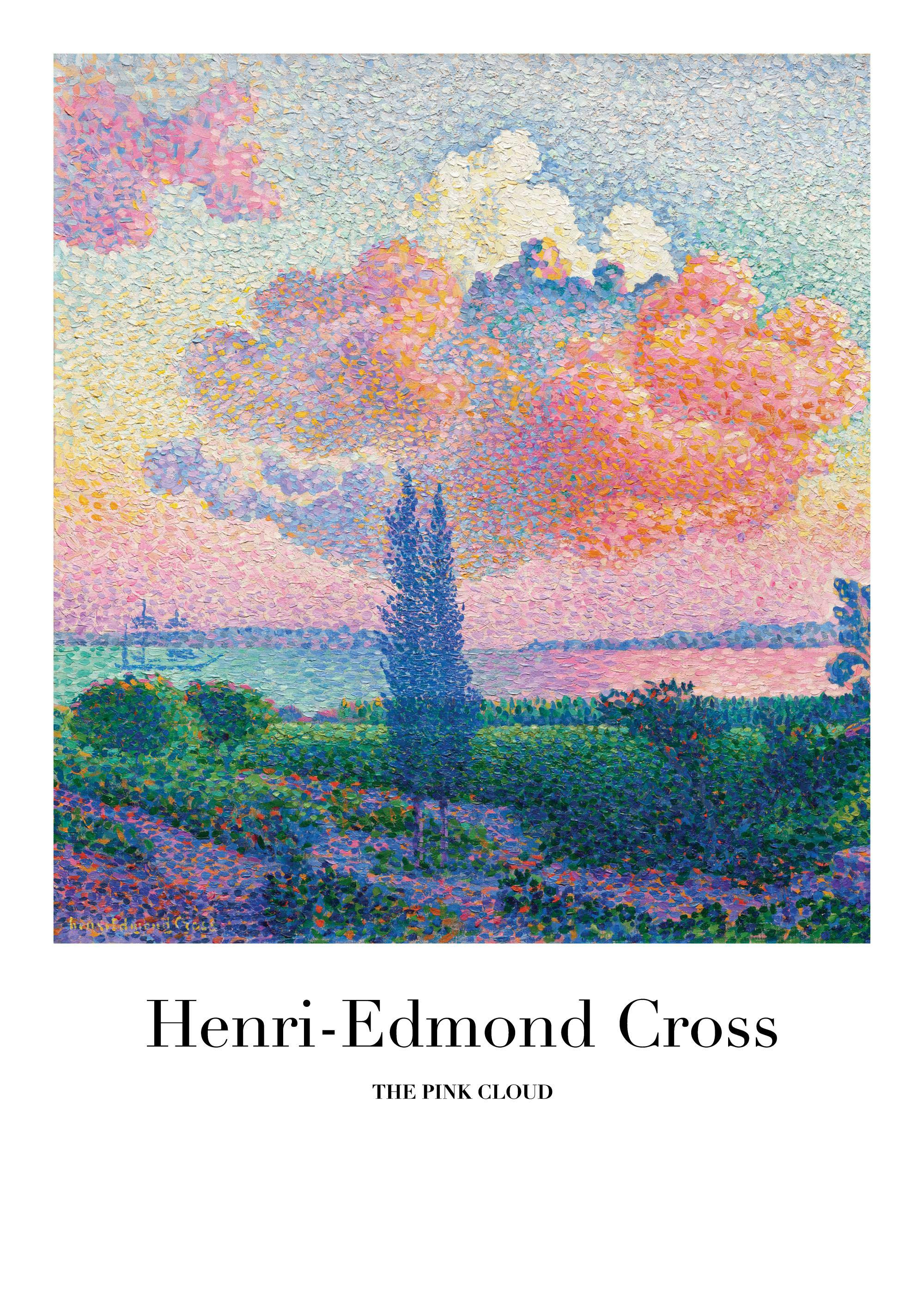 Affiche de Henri-Edmond Cross, Le Nuage Rose, représentant un paysage avec verdure et nuages roses et violets