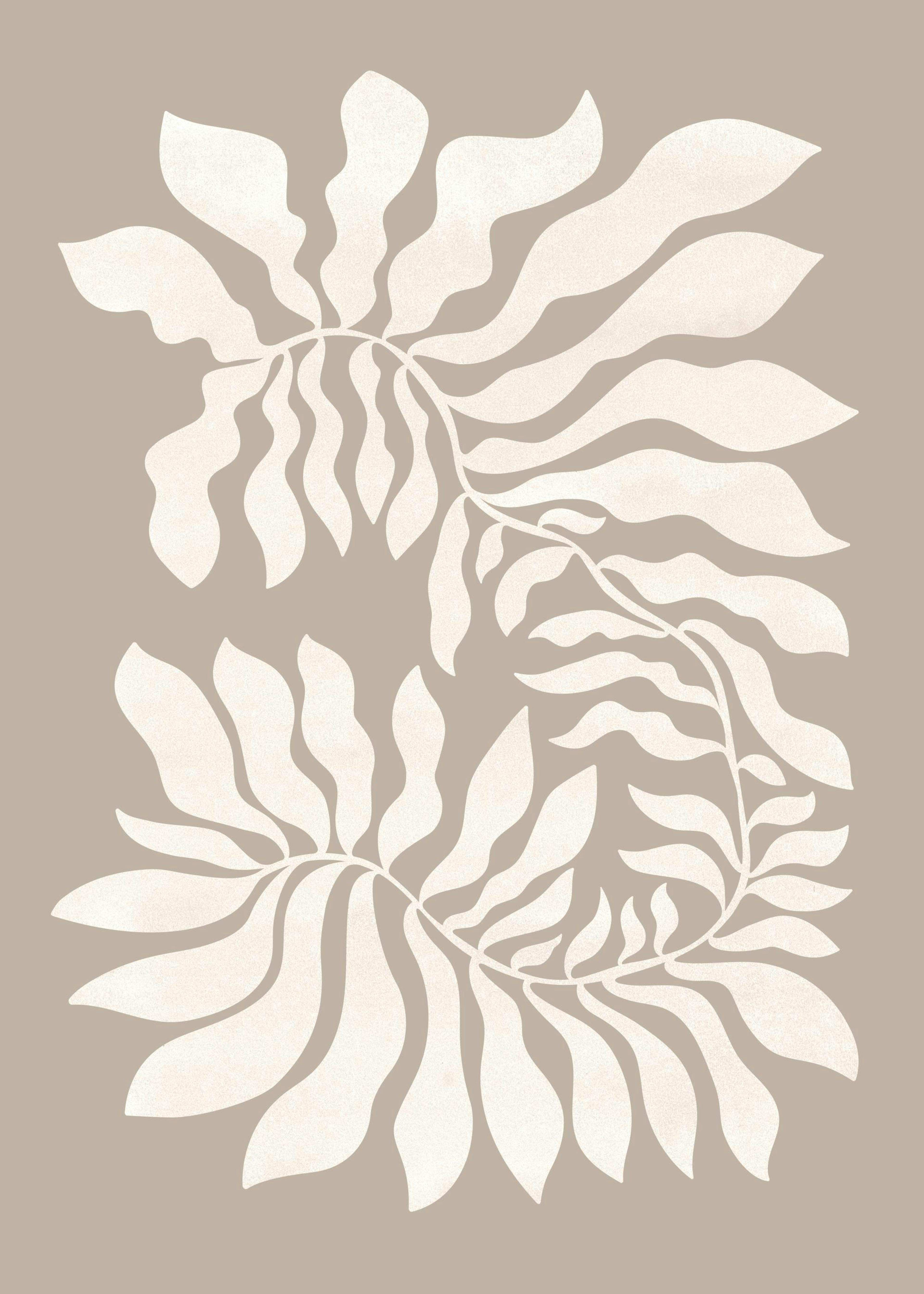 Beige Graphic Plant Print 0