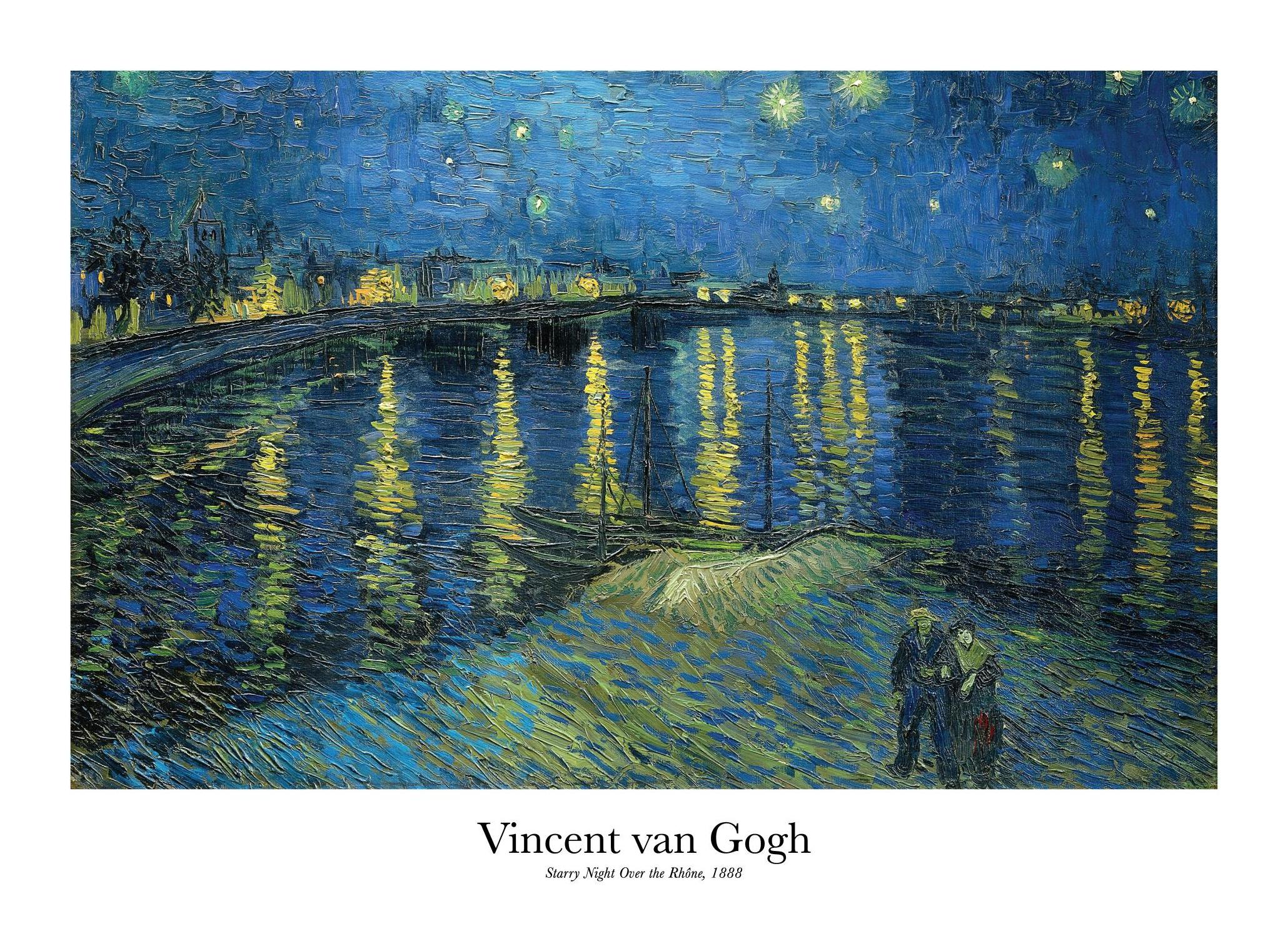 Van Gogh - Starry Night Over the Rhône Affiche (30x40 cm) - Van Gogh Affiche