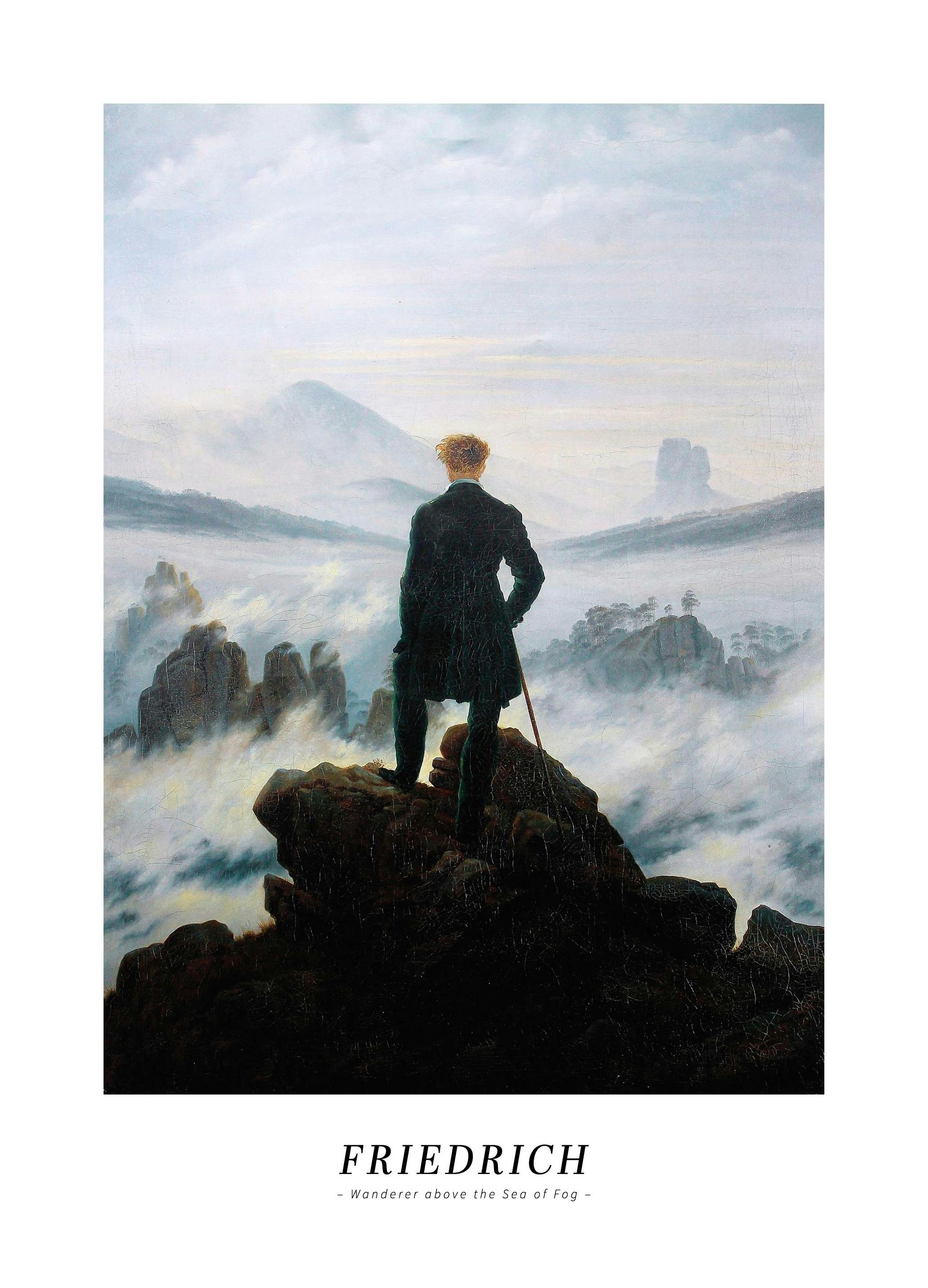 Prints - Caspar David Friedrich - Wanderer above the Sea of Fog Print (21x30 cm) - Paintings by famous painters