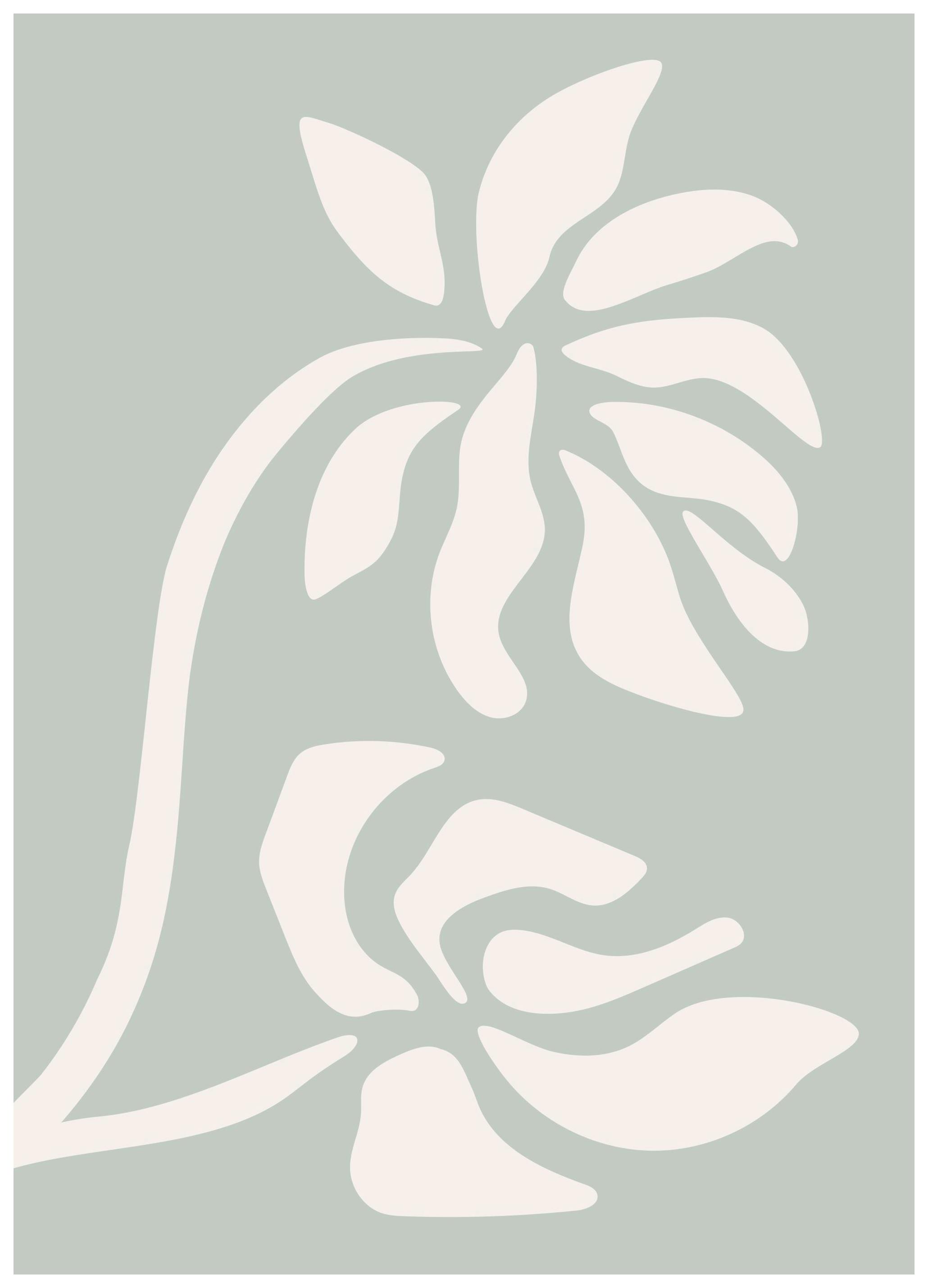 Prints - Green Florals Print (50x70 cm) - Floral prints