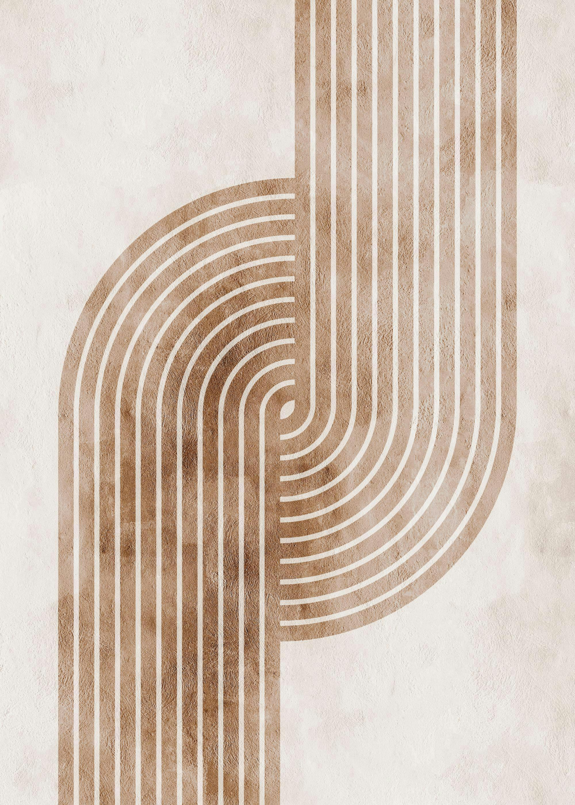 Affiche moderne avec arches courbes brun-beige, style typographie, pour décoration murale boho-chic