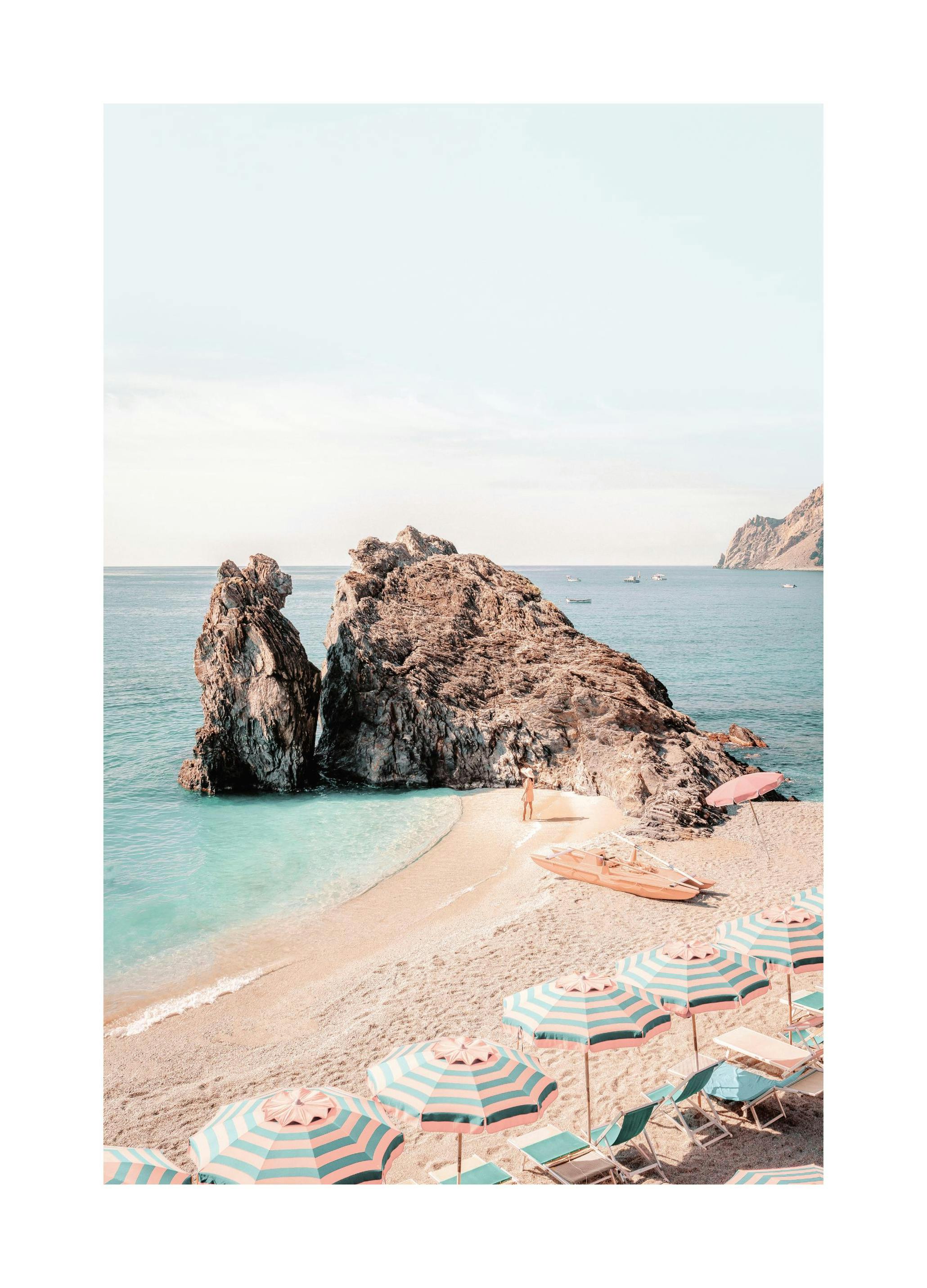 Umbrellas on Beach Poster (50x70 cm)