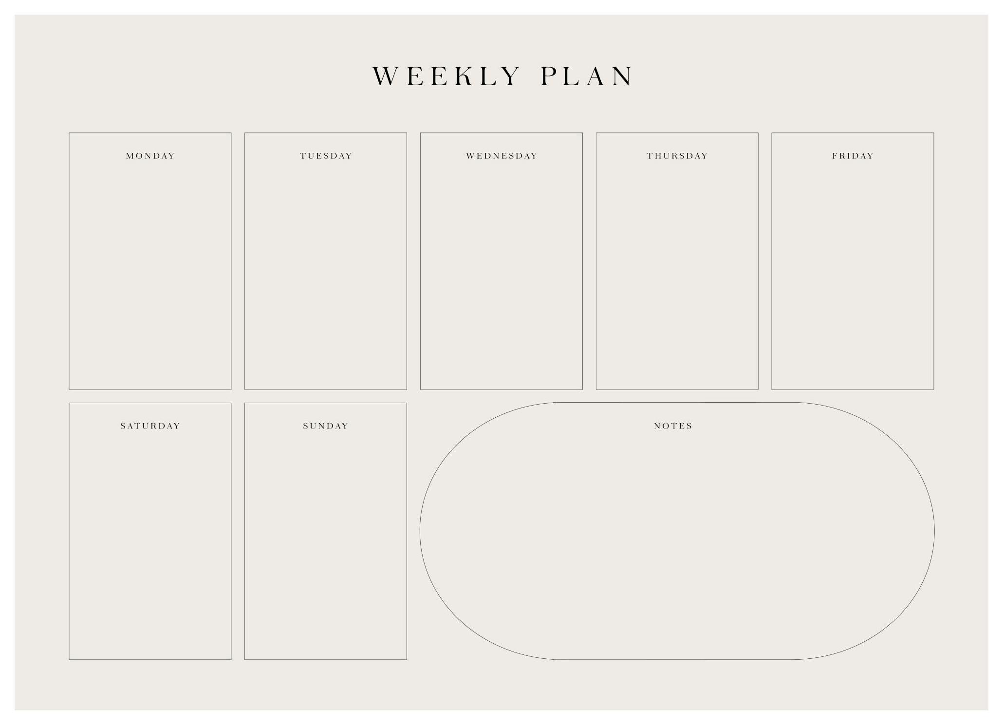 Prints - Weekly Planner Beige Print (30x40 cm) - Planner posters