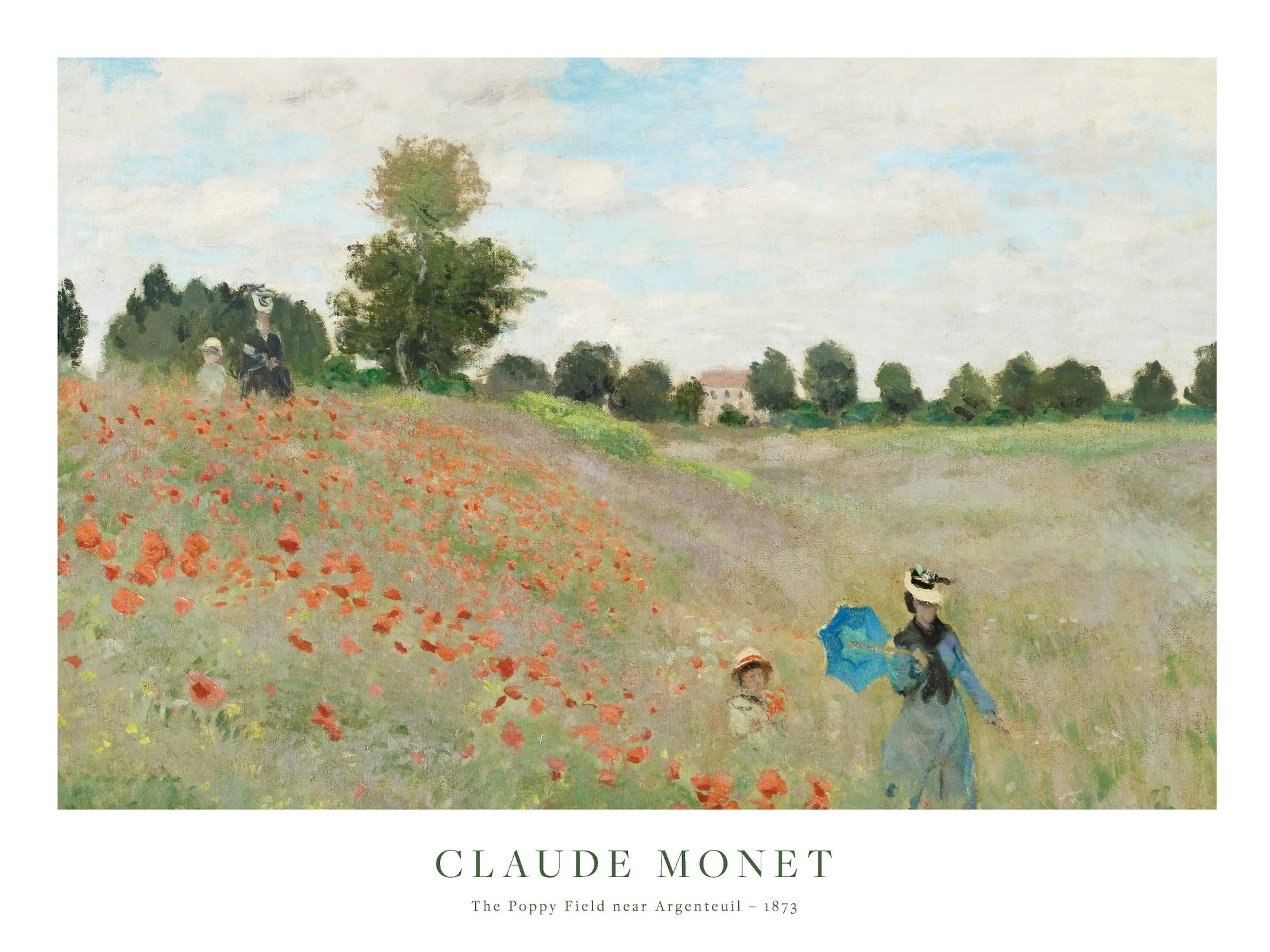 Monets Mohnfeld bei Argenteuil Poster, eine Frau und Kind im roten Mohnfeld.