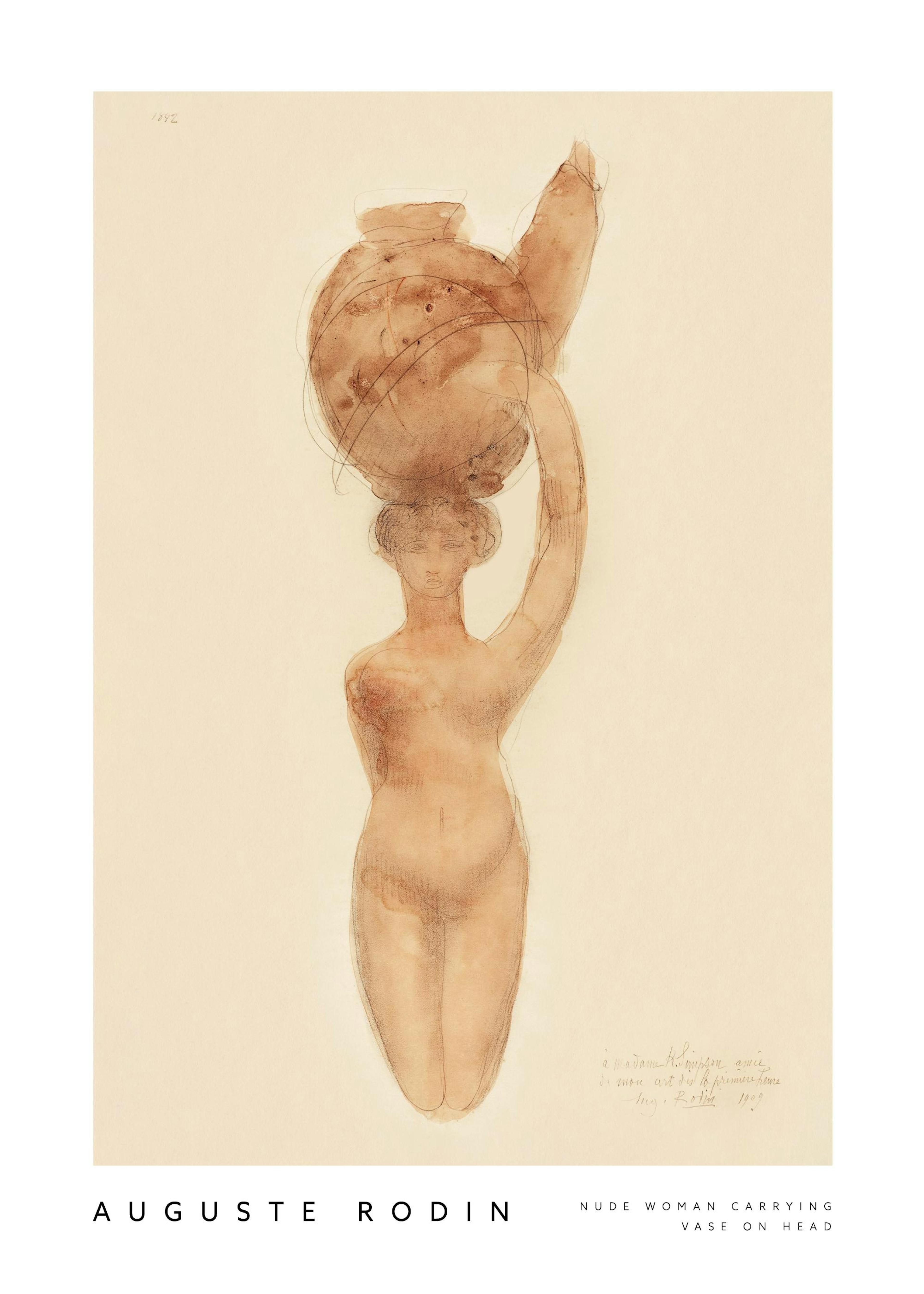 Auguste Rodin - Nude Woman Carrying Vase on Head Plakat 0