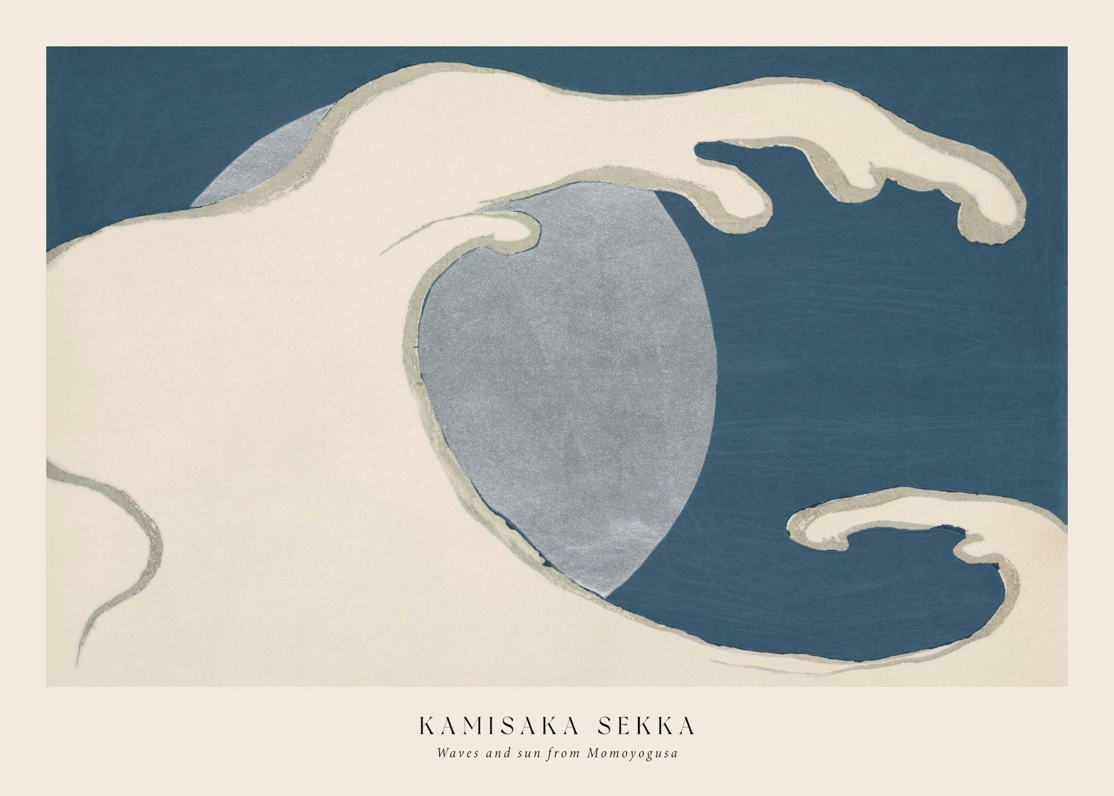 Kamisaka Sekka - Waves and sun from Momoyogusa Plakat 0