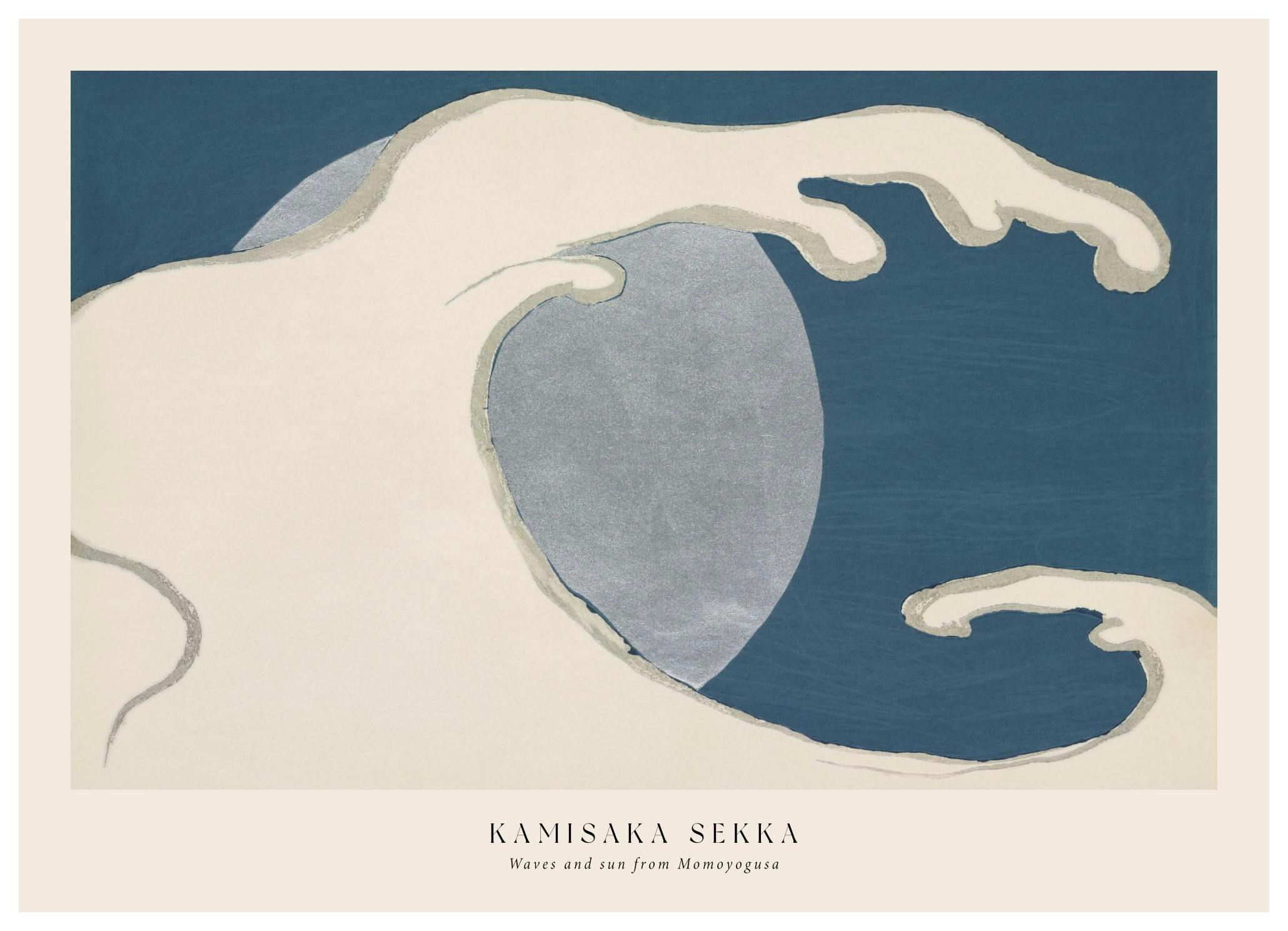 Kamisaka Sekka - Waves and sun from Momoyogusa Print (50x70 cm)