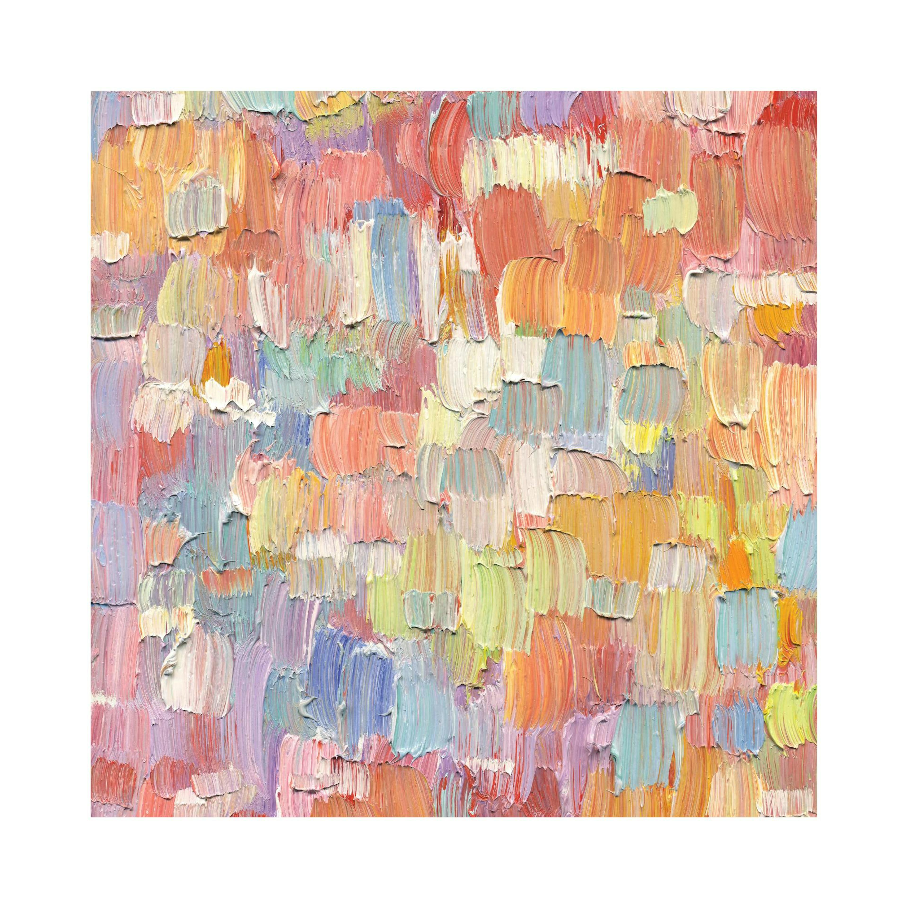 Vibrant and colorful strokes form an abstract pattern on this modern print poster.