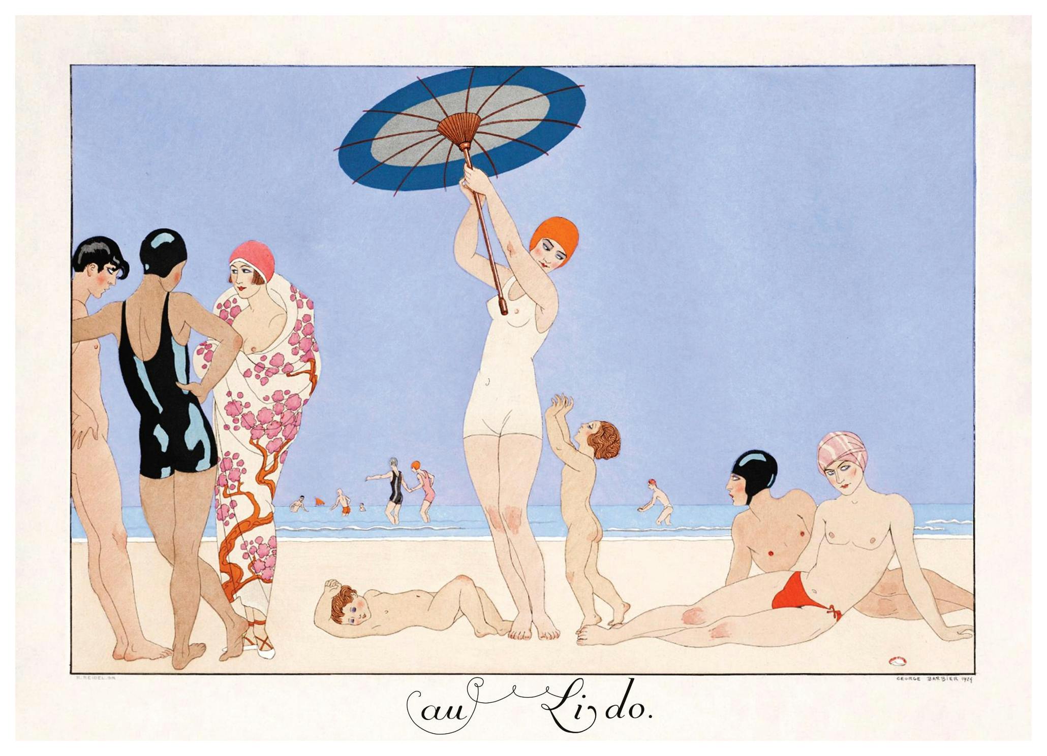 Prints - George Barbier - Au Lido Plate no.14 Print (30x40 cm) - Paintings by famous painters