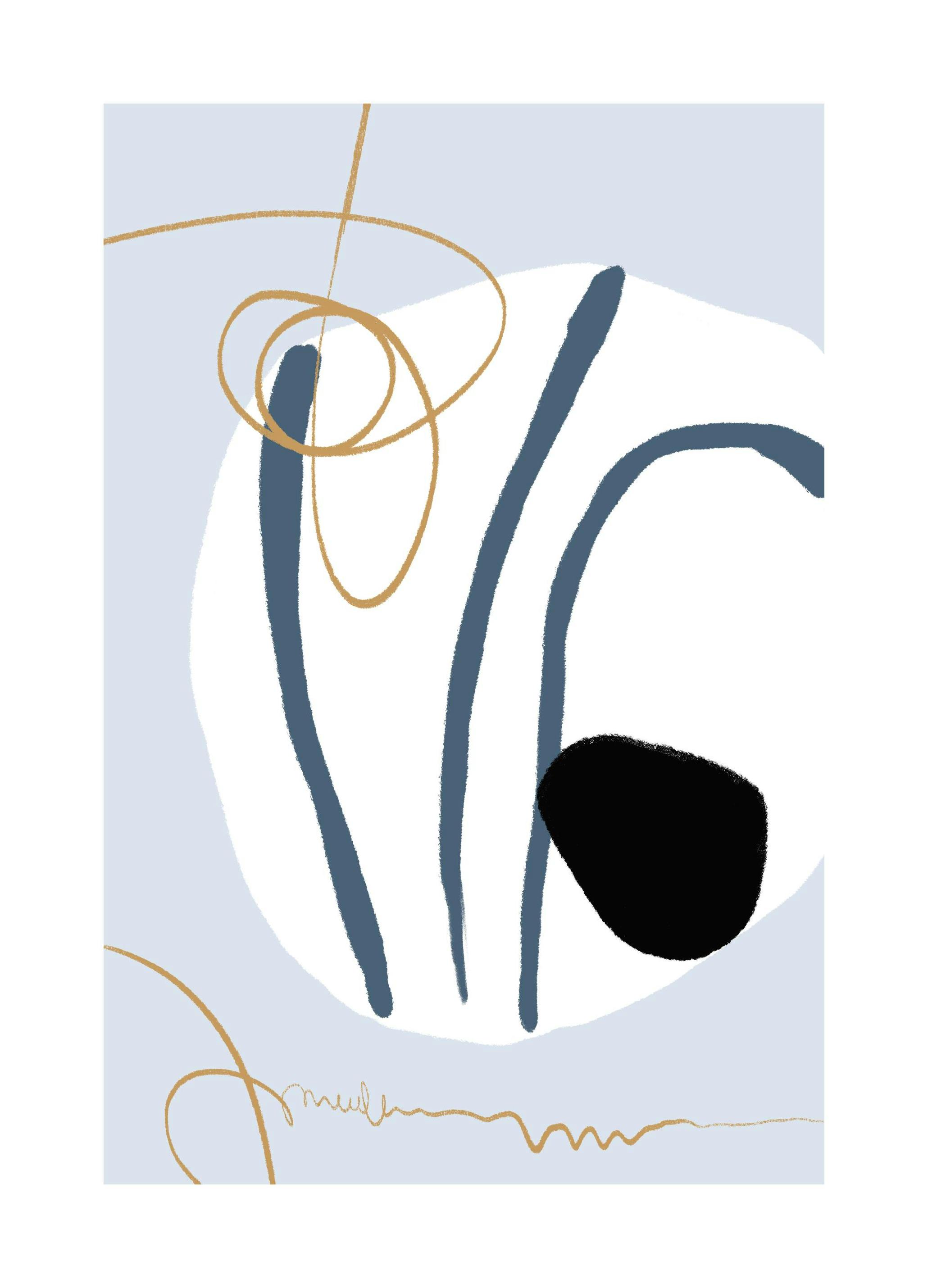 Prints - Abstract Blue Stripes No1 Print (30x40 cm) - Abstract art prints