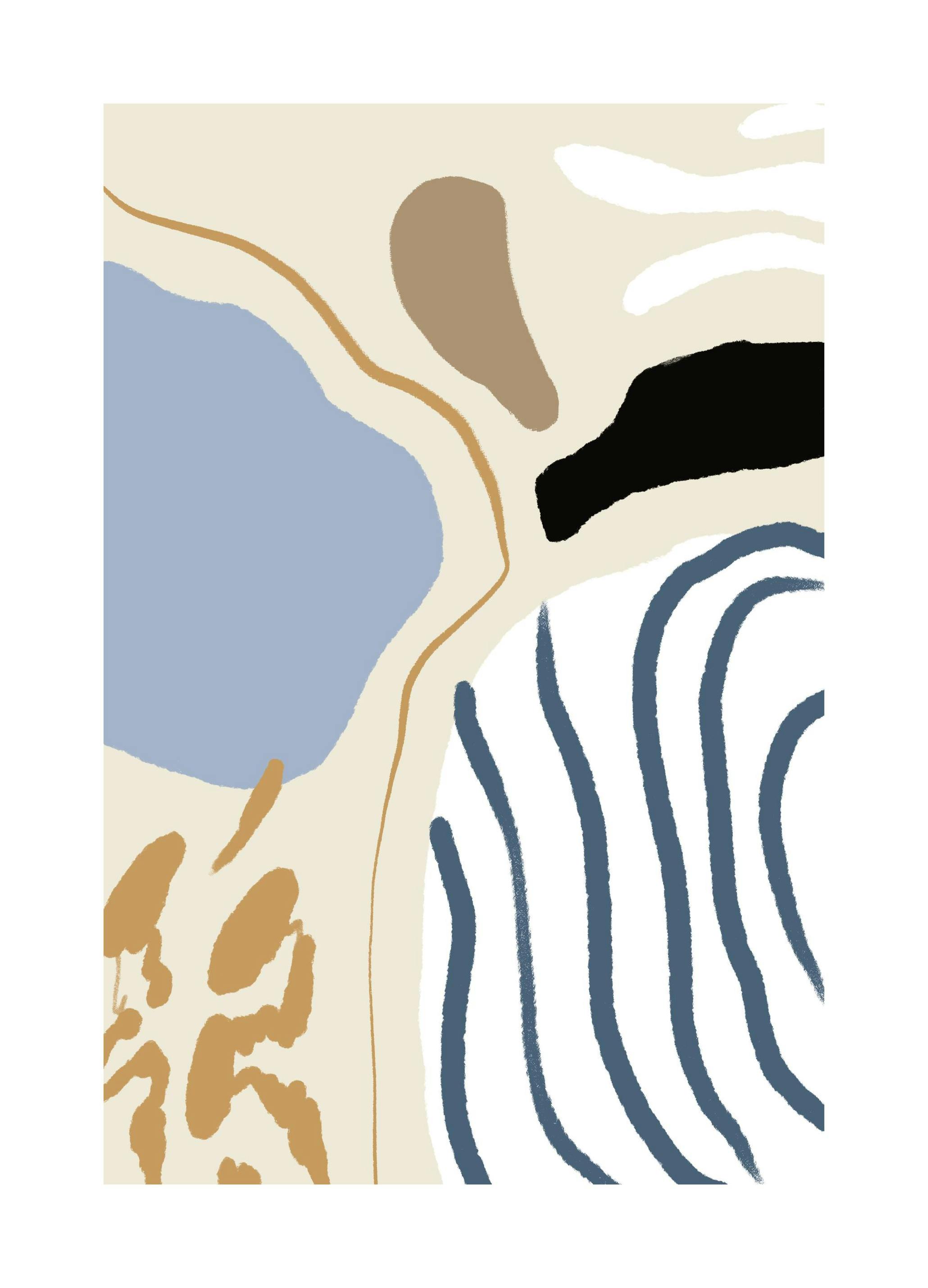 Prints - Abstract Blue Stripes No2 Print (70x100 cm) - Abstract art prints