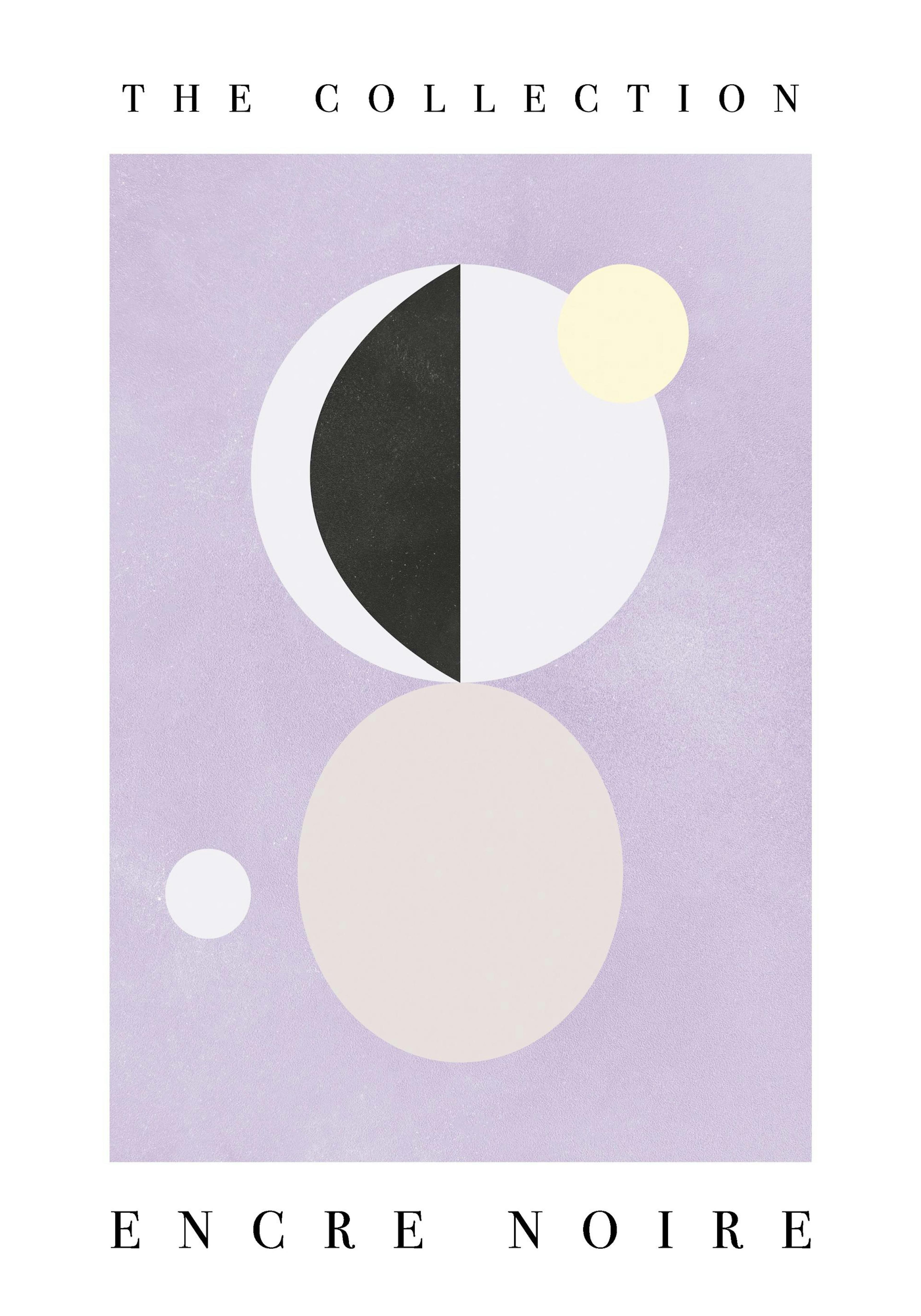 Abstract Encre Noire print with circles in pastel colors and black, purple background poster.