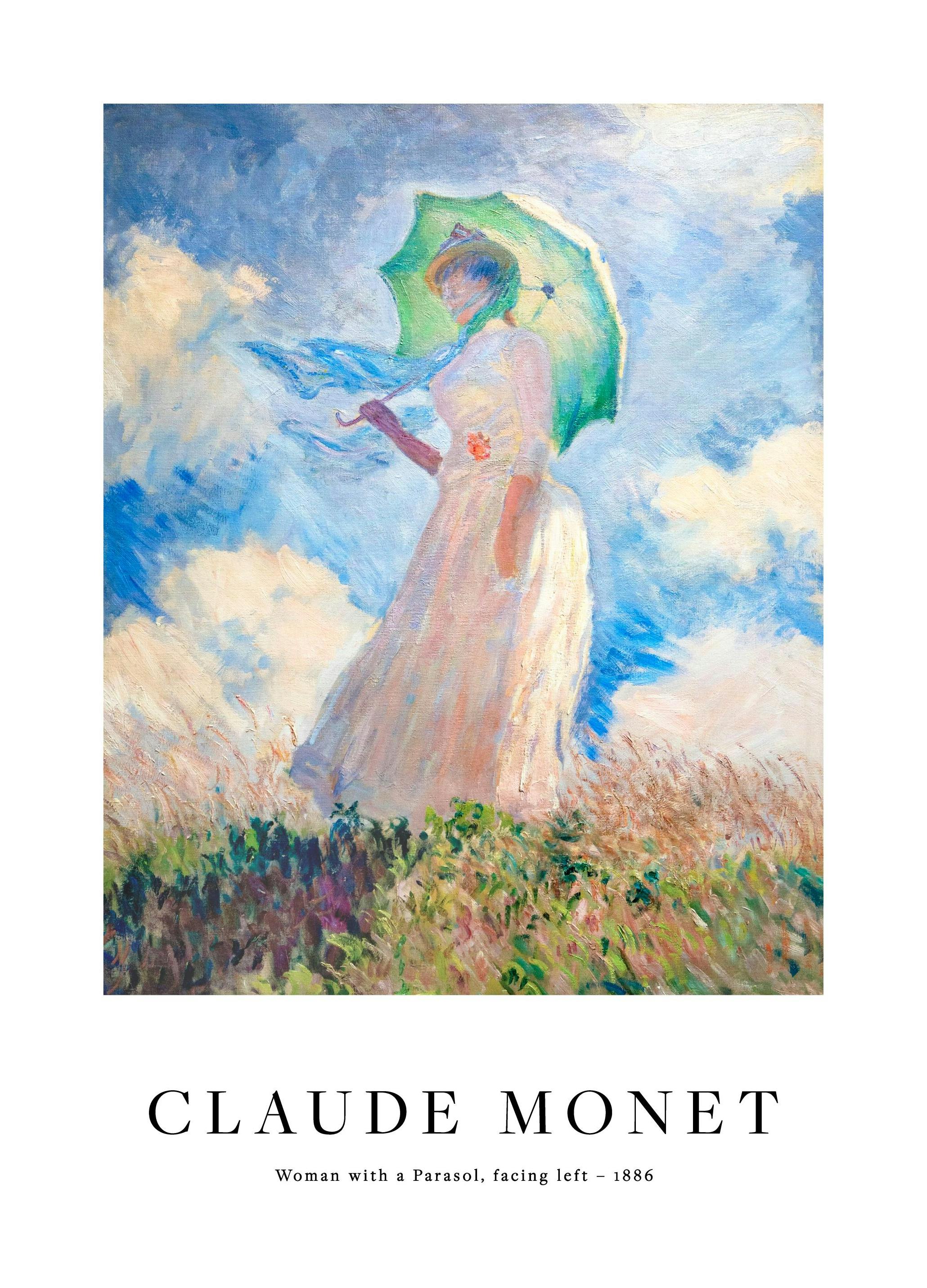 Monet - Woman with a Parasol, facing left Print (30x40 cm)- Monet Posters