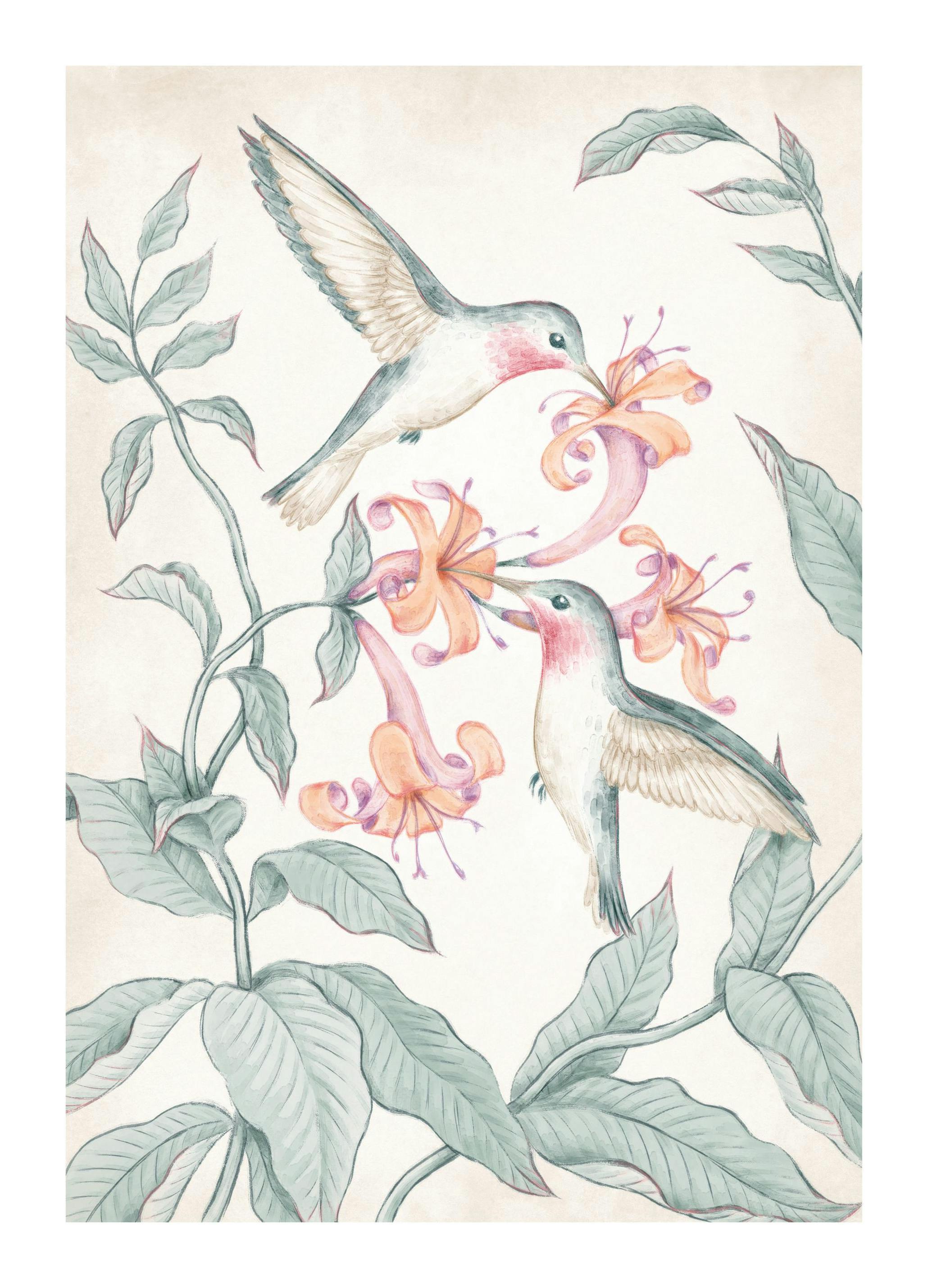 Hummingbirds Painting Plakat (21x30 cm)- Obrazy akwarelowe