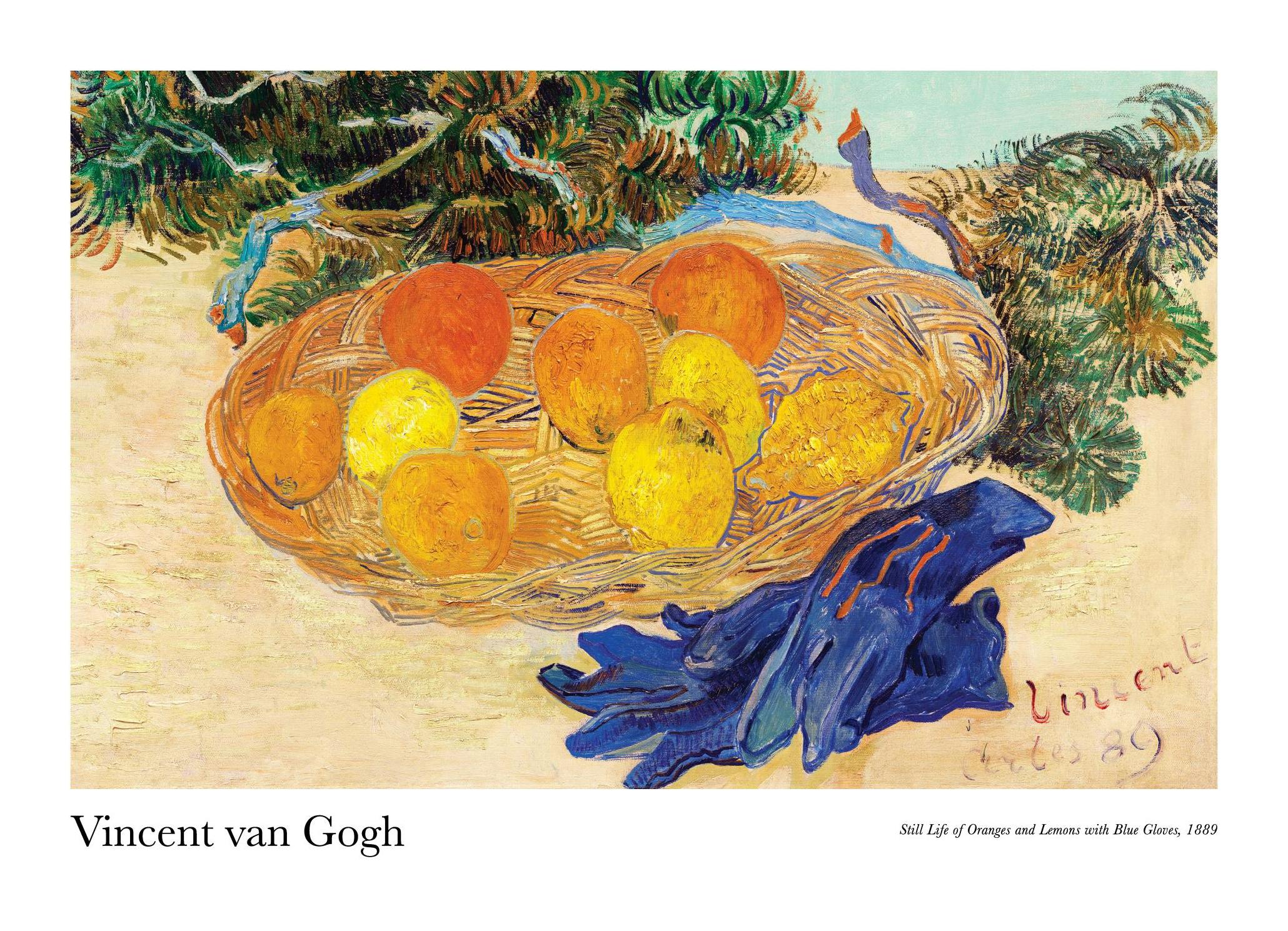 Van Gogh - Still Life of Oranges and Lemons with Blue Gloves Poster (21x30 cm)
