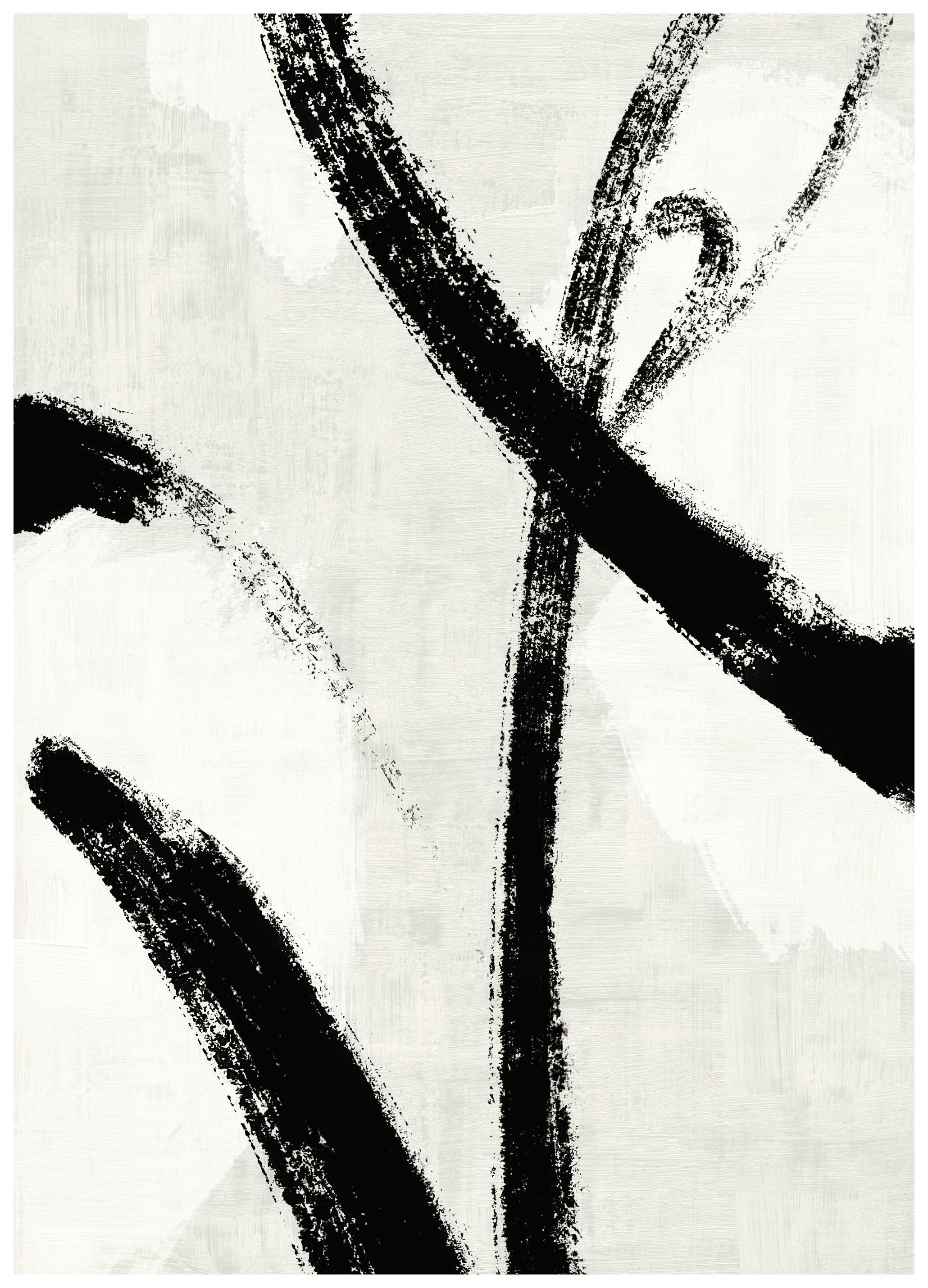 Black Brush Strokes No1 Affiche (30x40 cm) - Affiches d'art abstrait