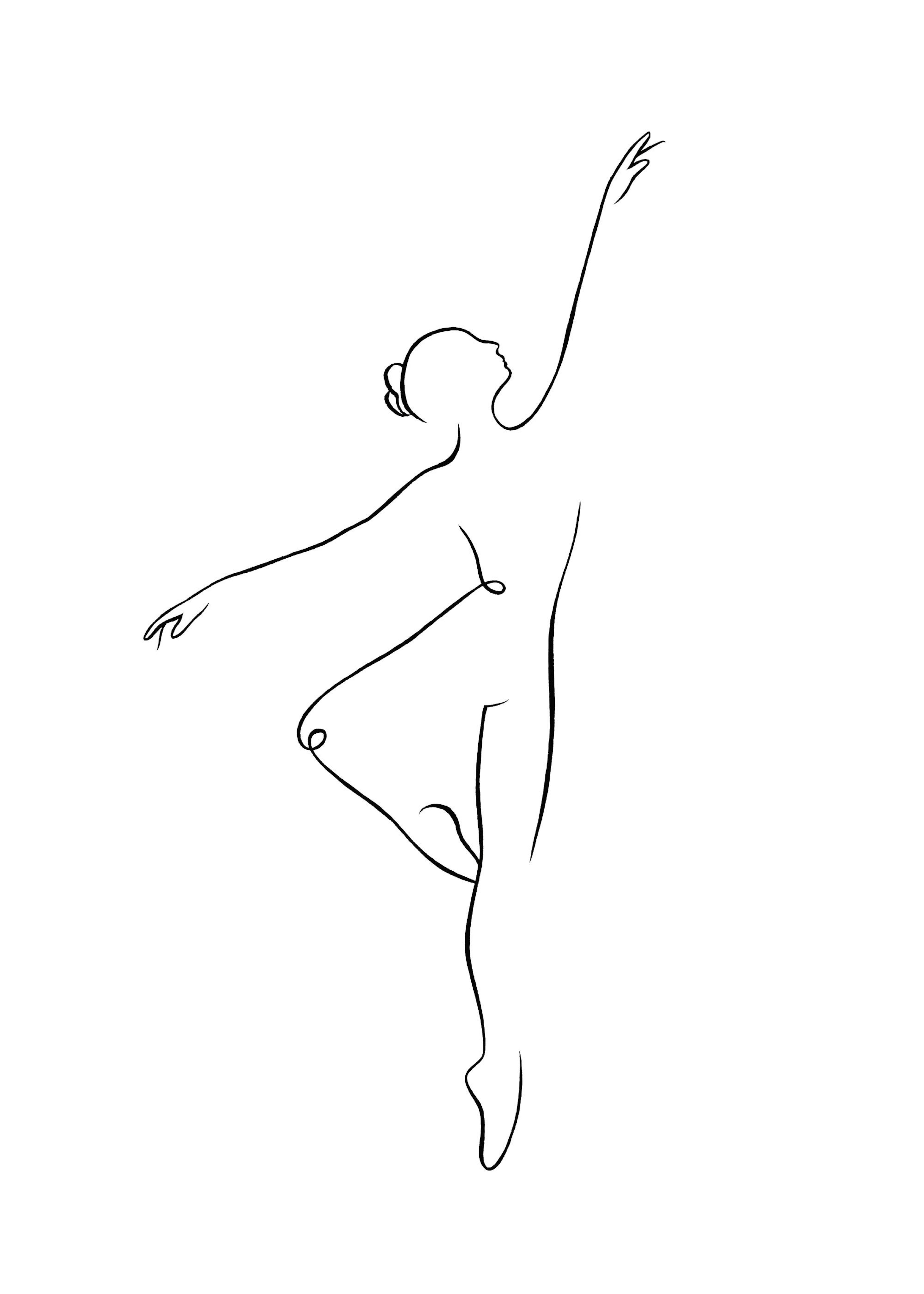 Ballerina Line Art Poster 0