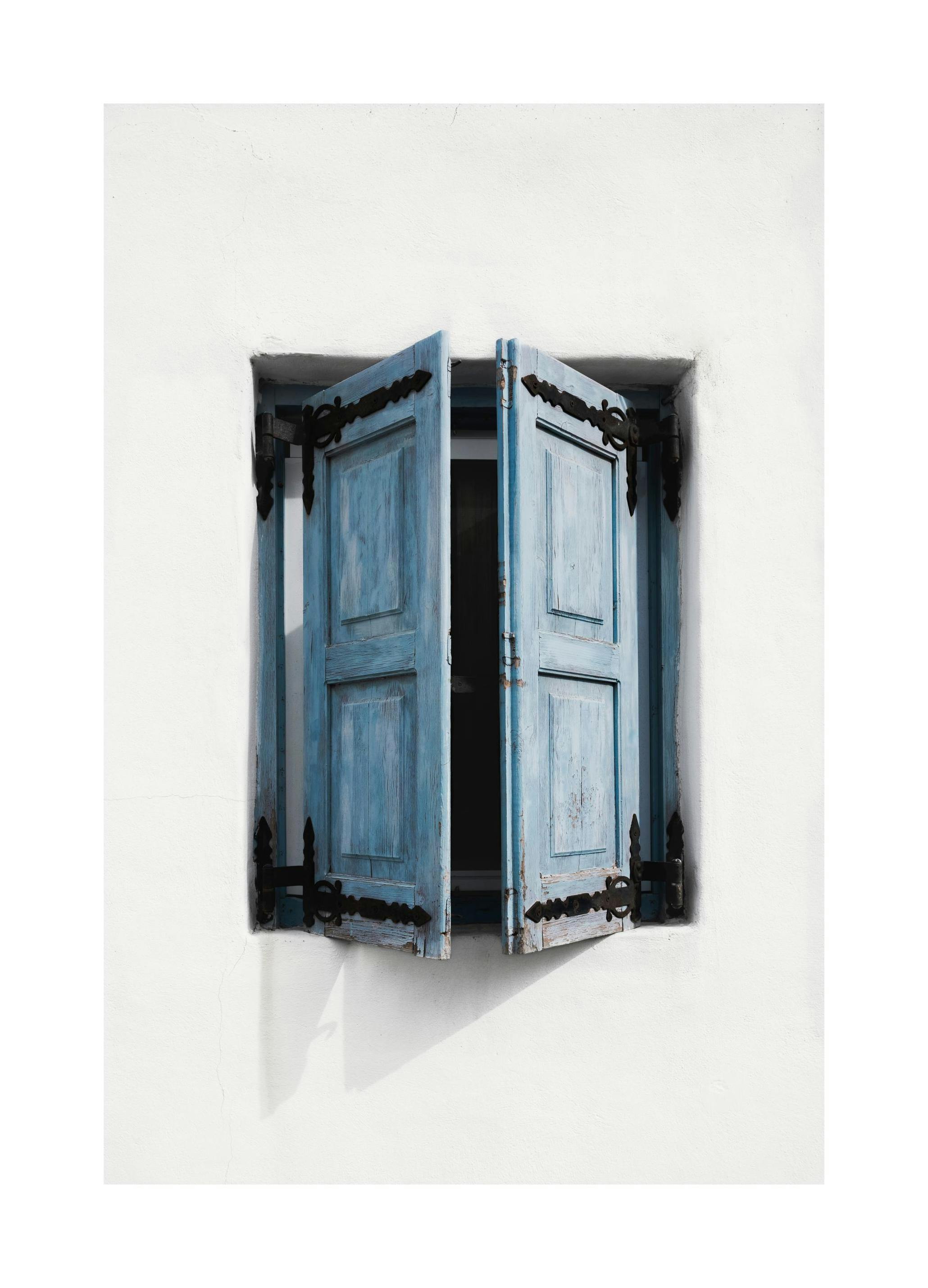 Milos Blue Window Poster (50x70 cm) - Architectuur