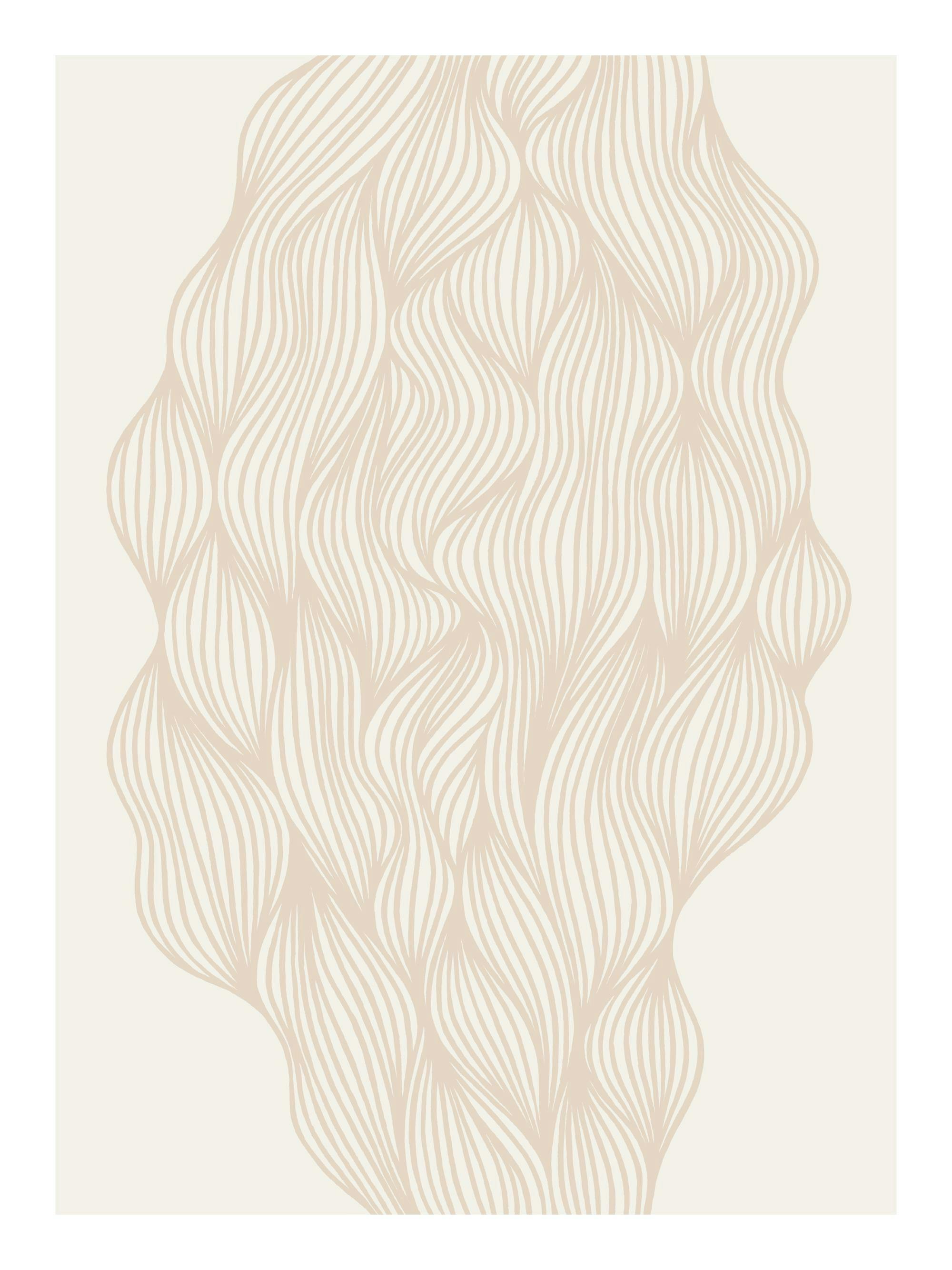 Poster met beige golvende lijnen op lichte achtergrond, modern wanddecoratie