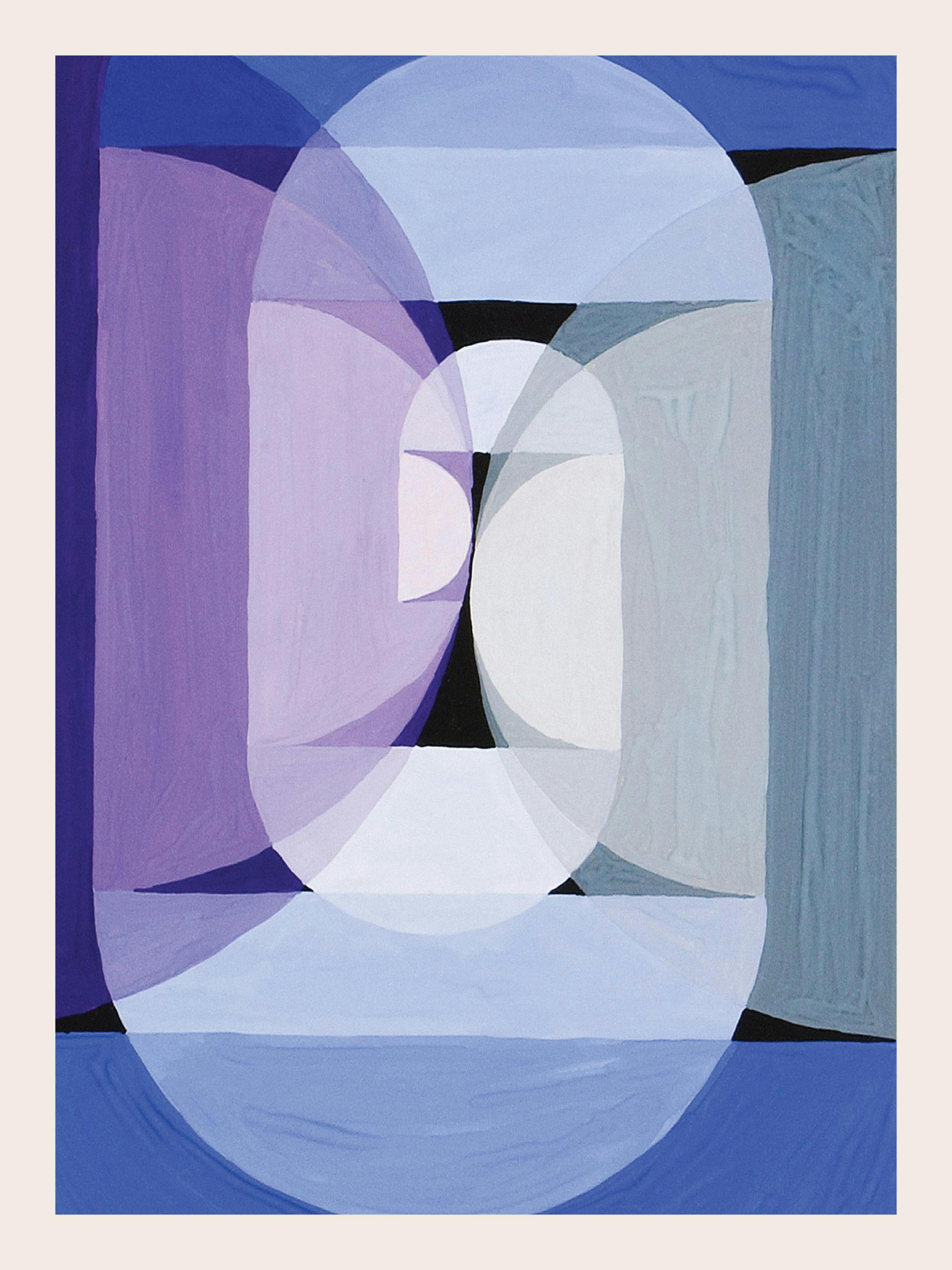 Joseph Schillinger abstract geometric print with blue, gray, and violet shapes forming a wheel design poster.